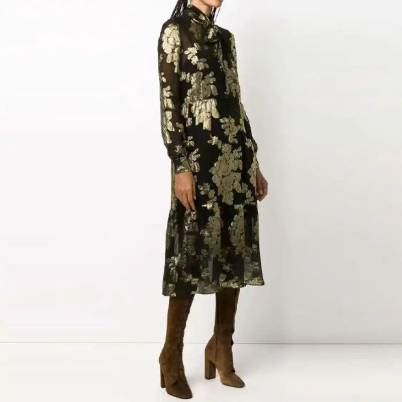 Yves Saint Laurent YSL Dark Green Silk Women's Dress 0089 Size XS / US 0-2 / IT 36-38 - 10 Thumbnail