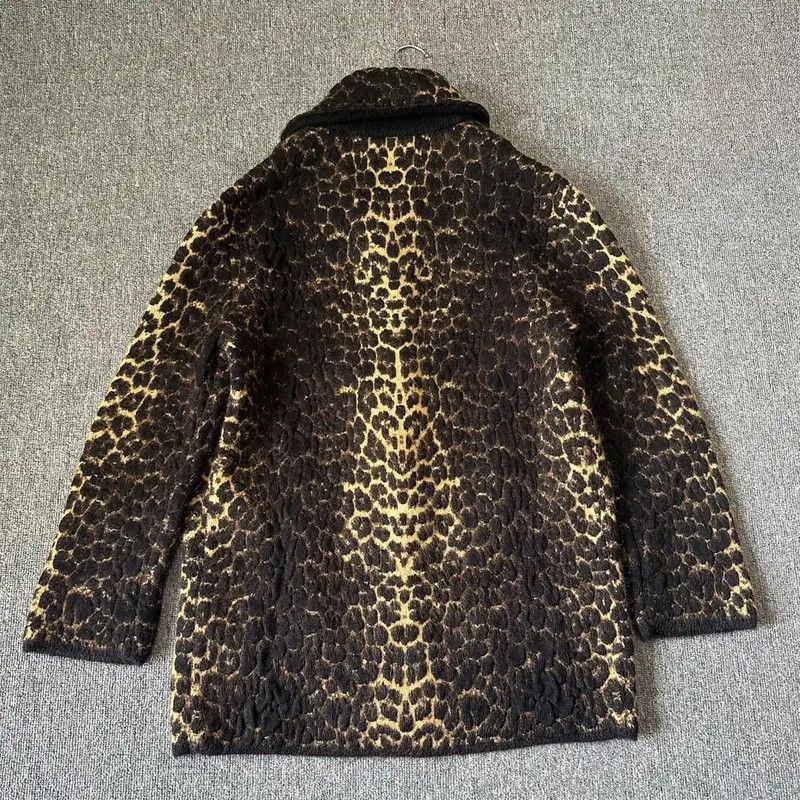 Yves Saint Laurent Celine Leopard Print Long Wool Blend Coat 0089 Size XS / US 0-2 / IT 36-38 - 4 Thumbnail