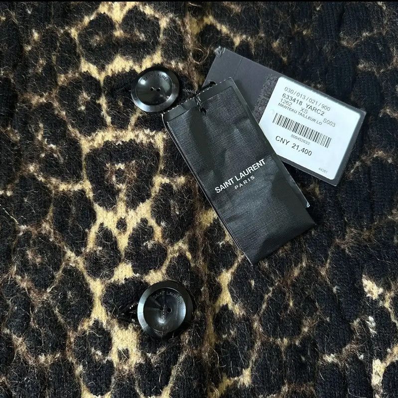 Yves Saint Laurent Celine Leopard Print Long Wool Blend Coat 0089 Size XS / US 0-2 / IT 36-38 - 2 Thumbnail