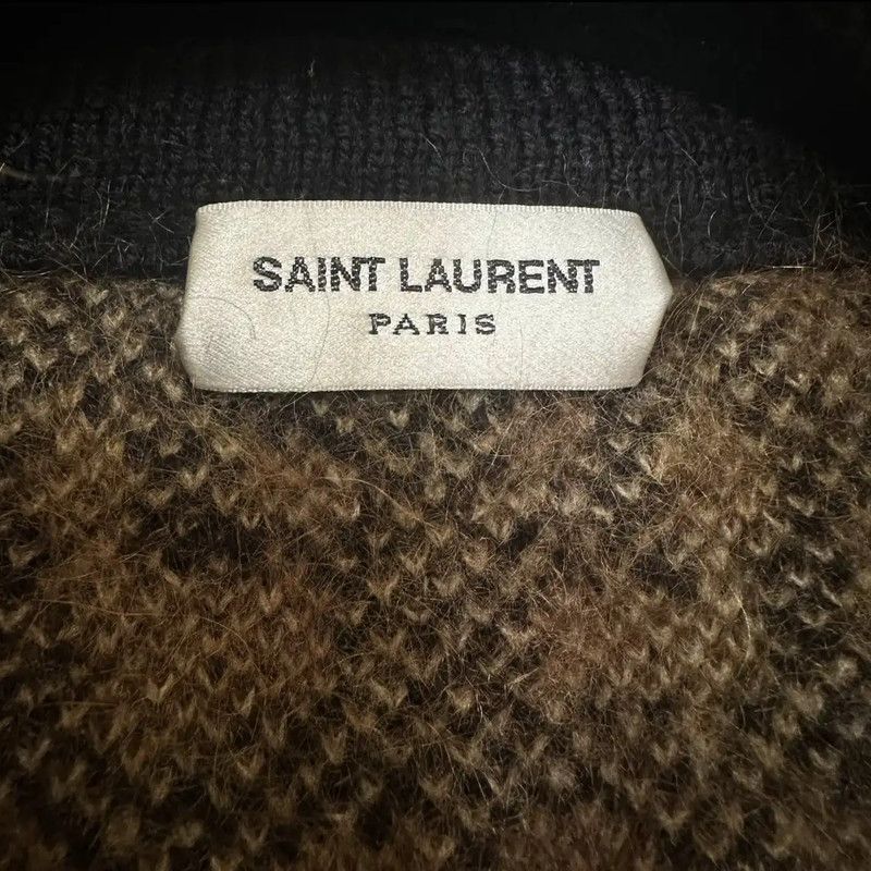 Yves Saint Laurent Celine Leopard Print Long Wool Blend Coat 0089 Size XS / US 0-2 / IT 36-38 - 3 Thumbnail