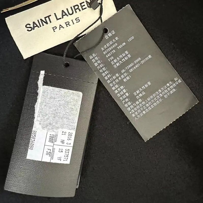 Yves Saint Laurent YSL Black Wool Women's Coat for Spring and Autumn 0089 Size S / US 4 / IT 40 - 6 Thumbnail