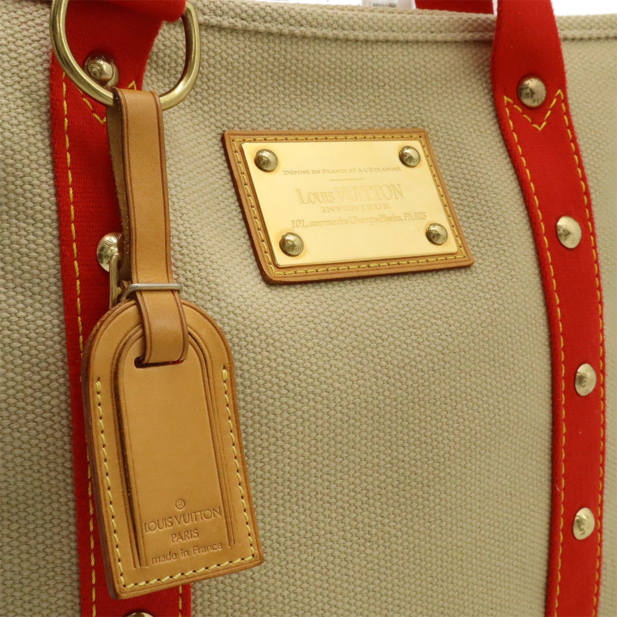 Louis Vuitton LOUIS VUITTON Antigua Cabas MM Tote Bag, Shoulder Tote, Beige, Red, M40035 Size ONE SIZE - 9 Thumbnail