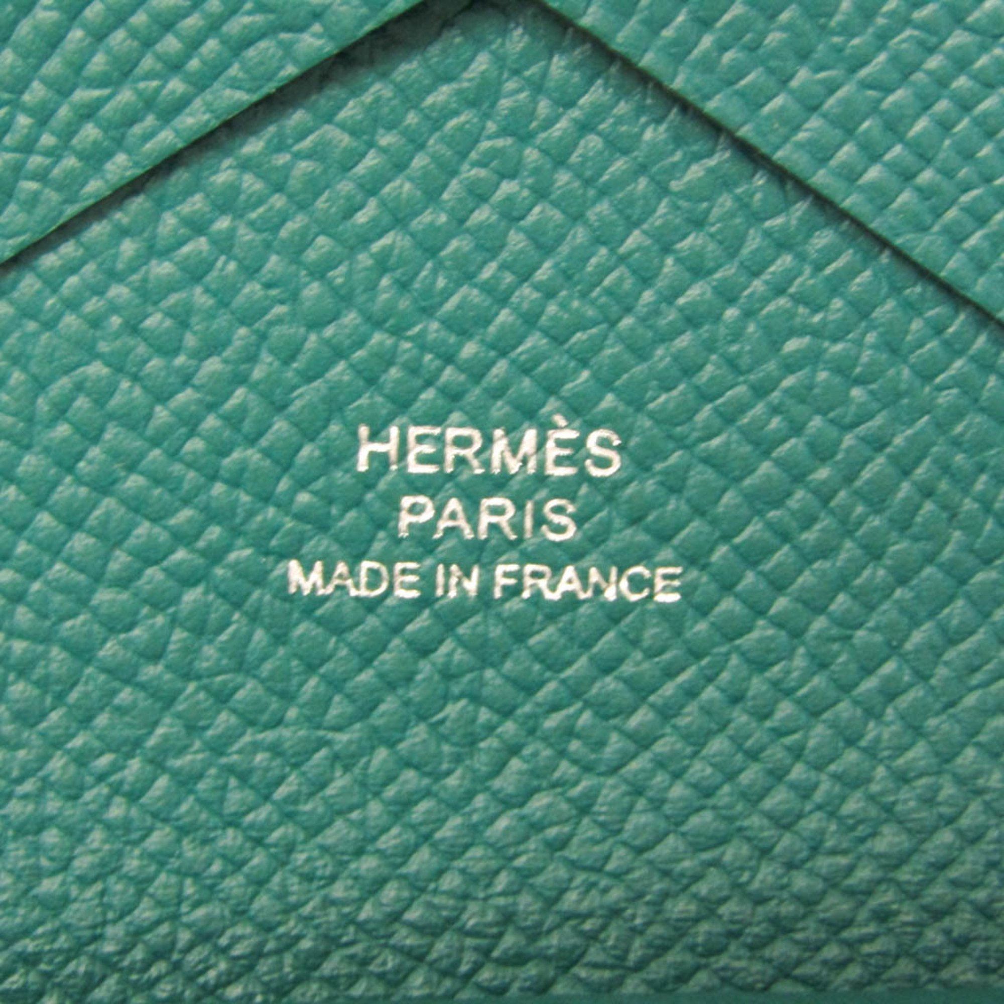 Hermes Hermes Calvi Duo Epsom Leather Card Case Green Size ONE SIZE - 10 Thumbnail