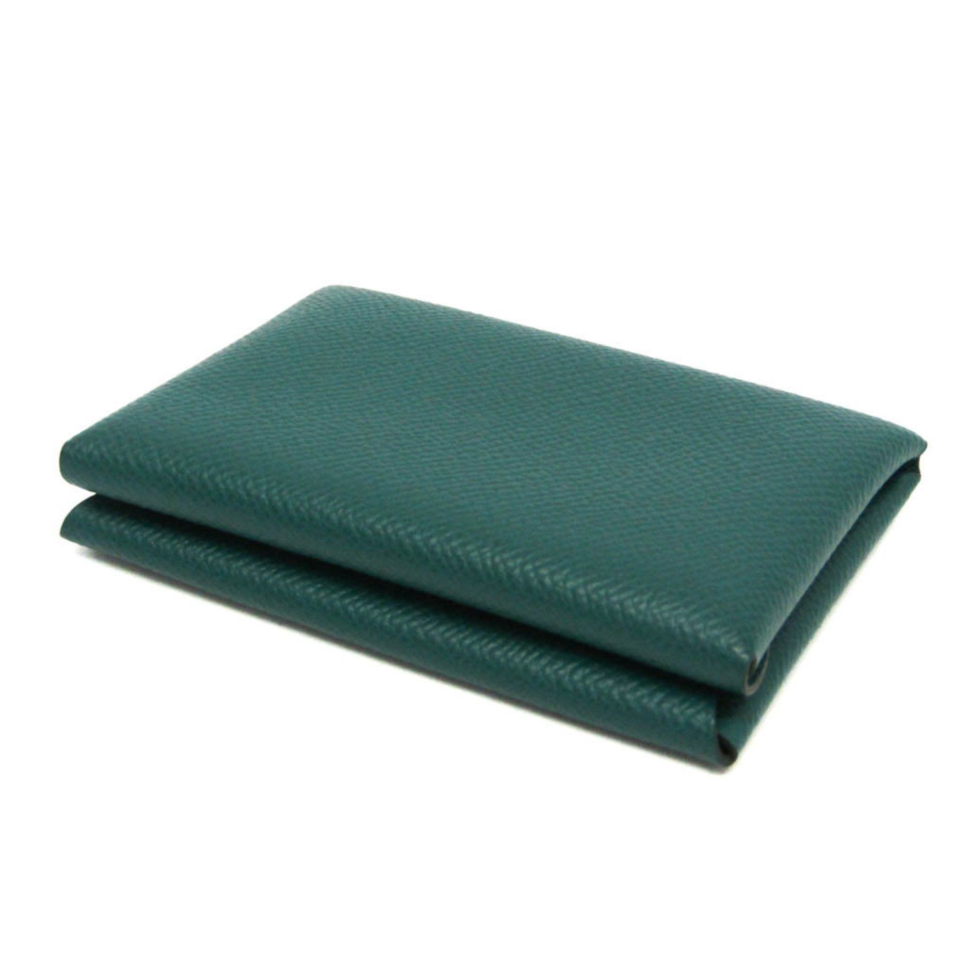 Hermes Hermes Calvi Duo Epsom Leather Card Case Green Size ONE SIZE - 3 Thumbnail