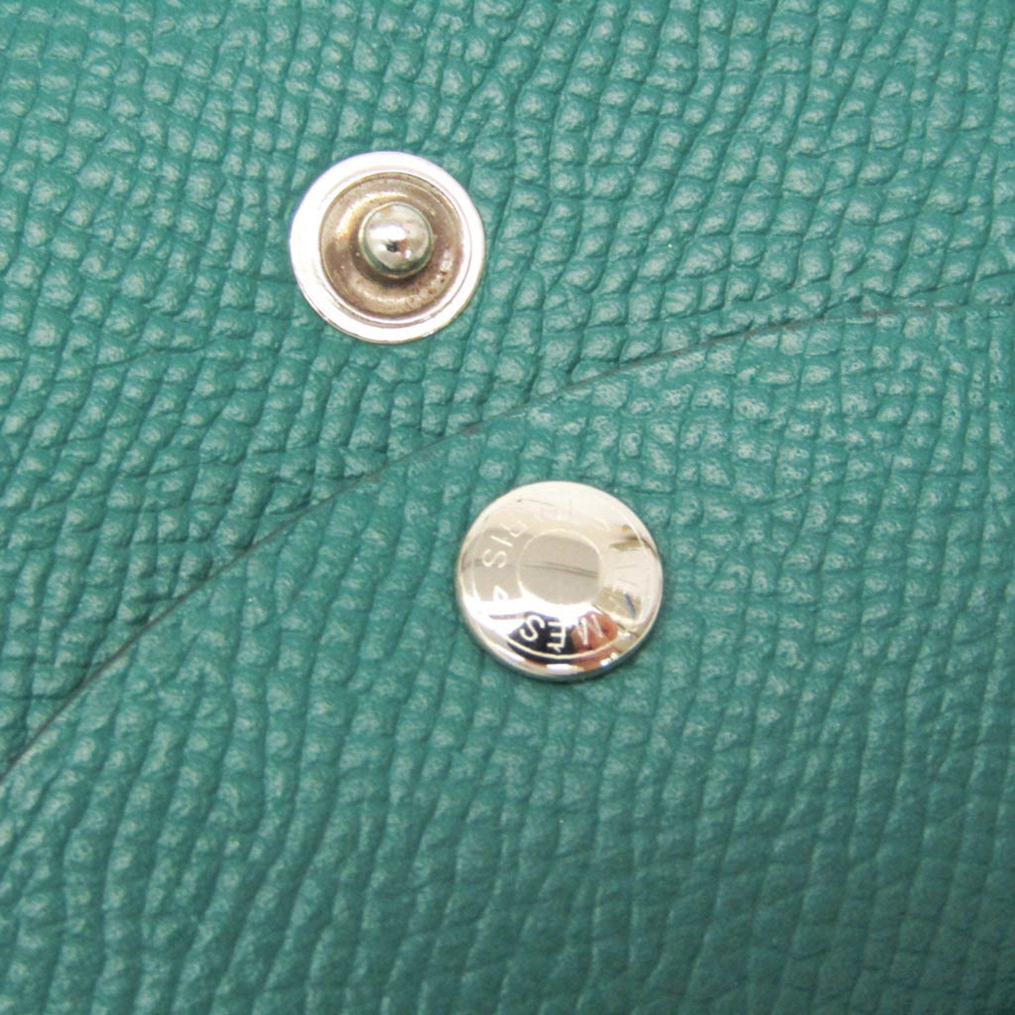 Hermes Hermes Calvi Duo Epsom Leather Card Case Green Size ONE SIZE - 9 Thumbnail