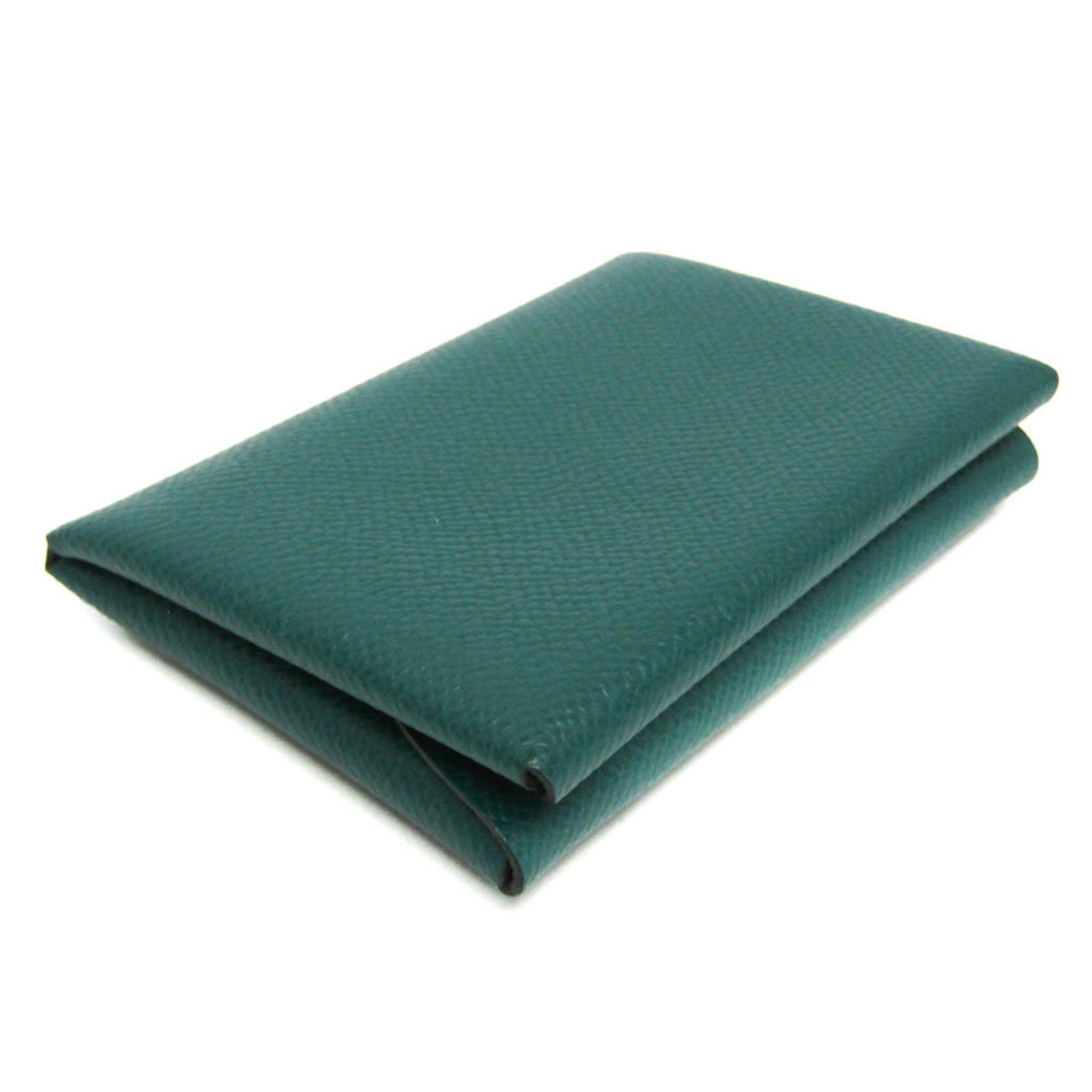 Hermes Hermes Calvi Duo Epsom Leather Card Case Green Size ONE SIZE - 6 Thumbnail