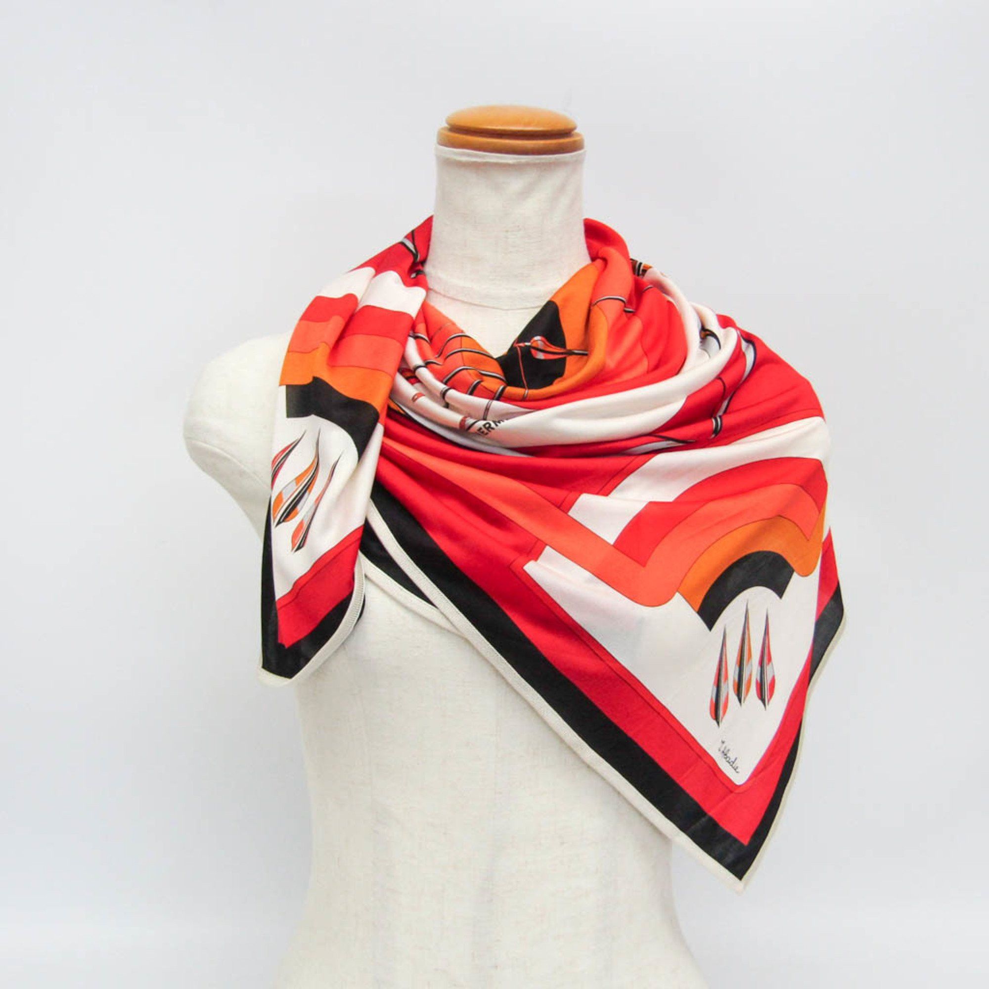 Hermes Hermes Carre ARCS EN CIEL Women's Silk Scarf Orange,Red Color Size ONE SIZE - 10 Thumbnail