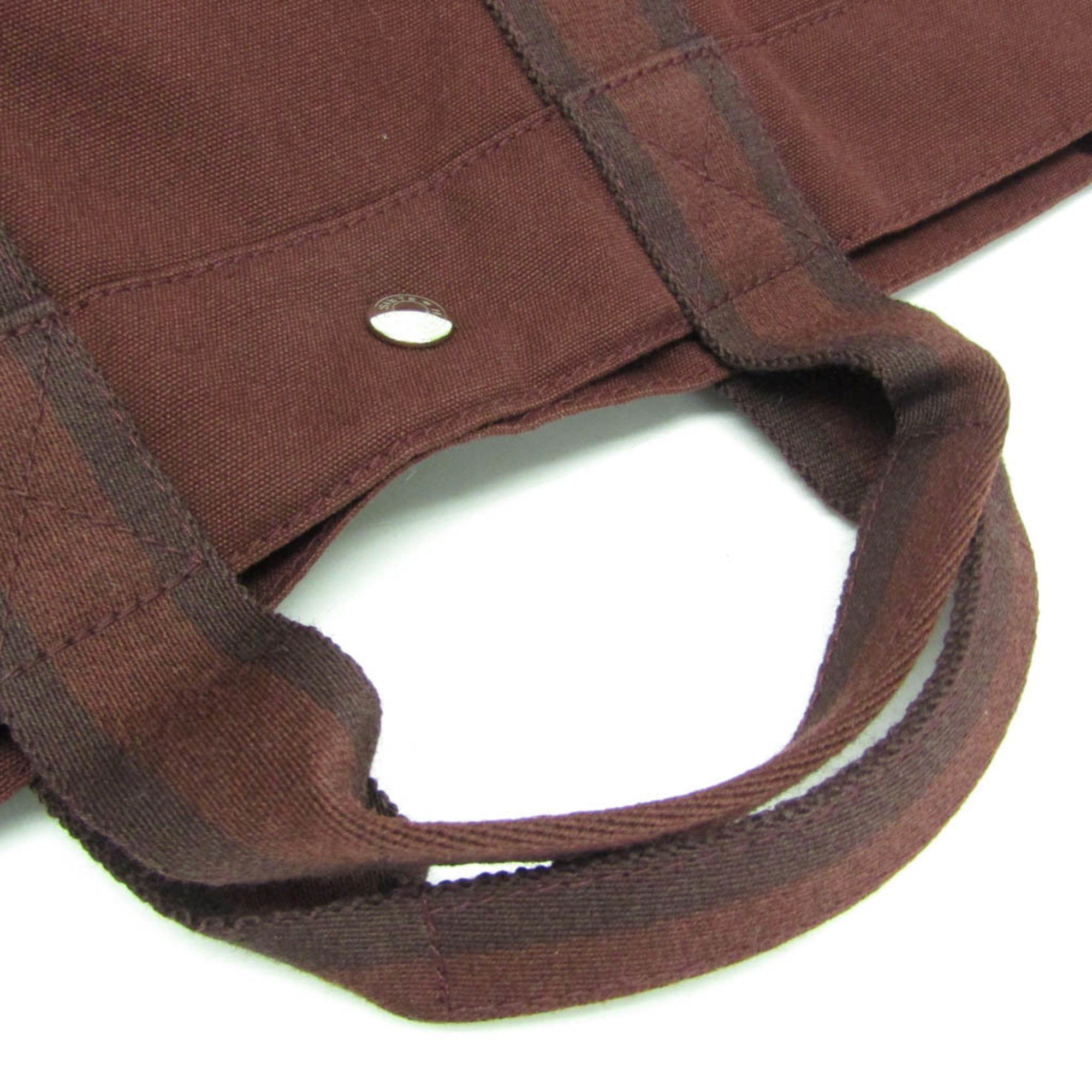 Hermes Hermes Fourre Tout MM Women,Men Cotton Canvas,Leather Tote Bag Bordeaux Size ONE SIZE - 8 Thumbnail