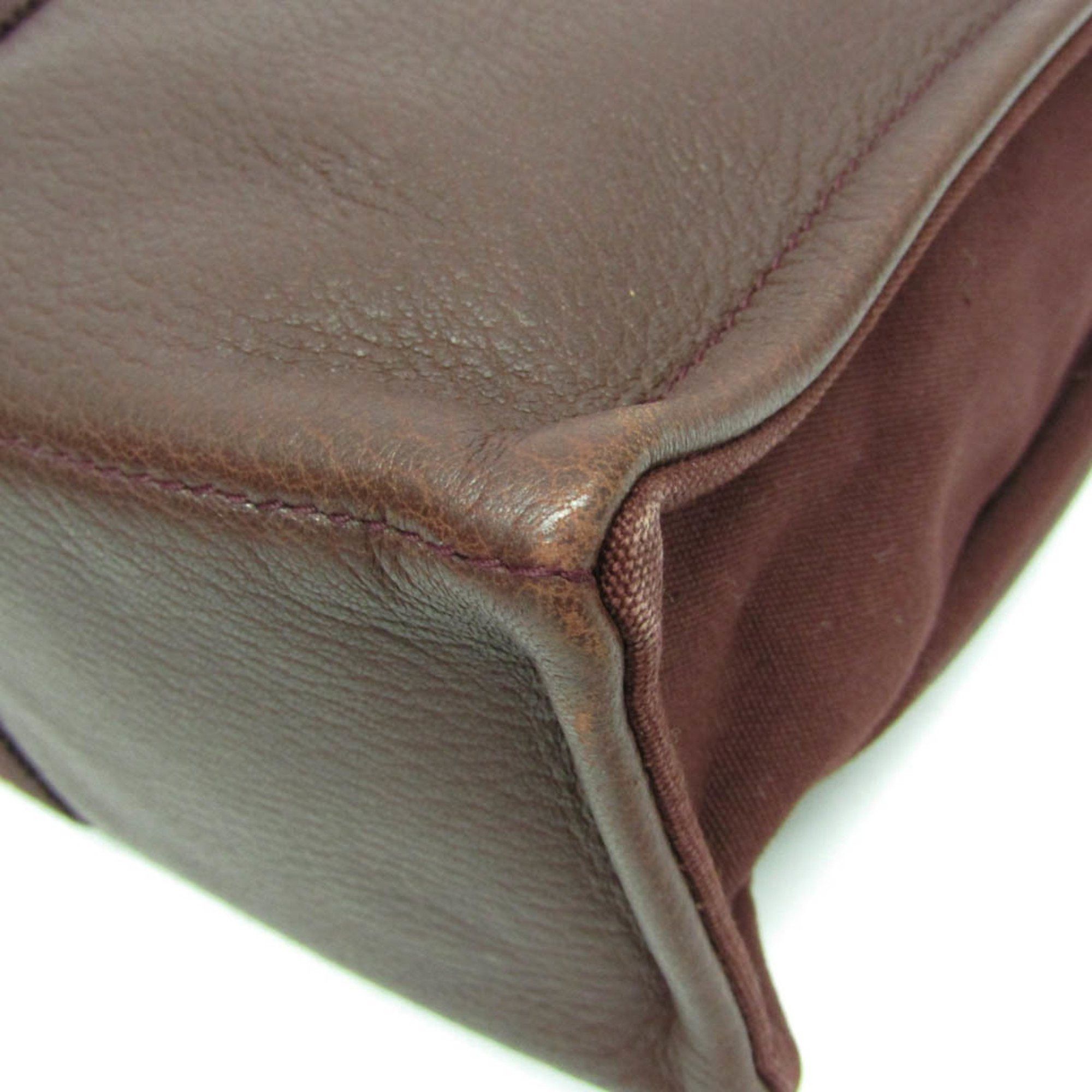 Hermes Hermes Fourre Tout MM Women,Men Cotton Canvas,Leather Tote Bag Bordeaux Size ONE SIZE - 5 Thumbnail