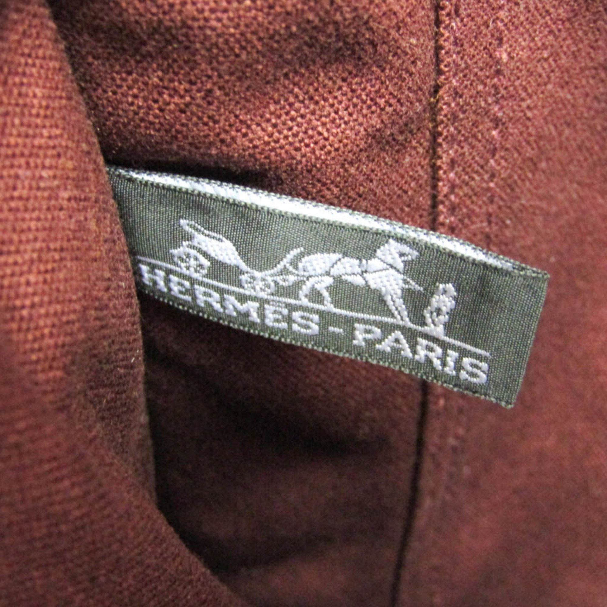 Hermes Hermes Fourre Tout MM Women,Men Cotton Canvas,Leather Tote Bag Bordeaux Size ONE SIZE - 10 Thumbnail