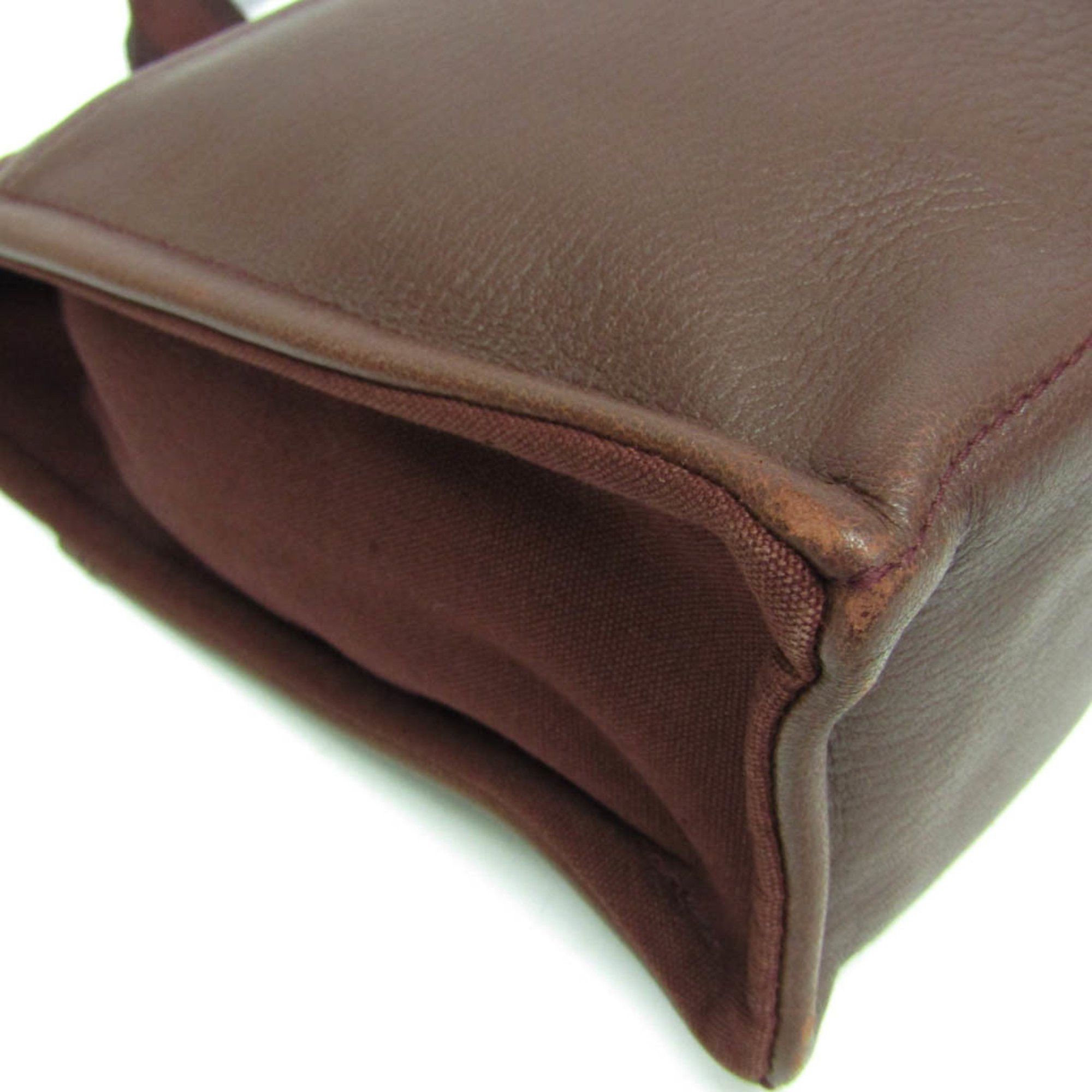 Hermes Hermes Fourre Tout MM Women,Men Cotton Canvas,Leather Tote Bag Bordeaux Size ONE SIZE - 7 Thumbnail