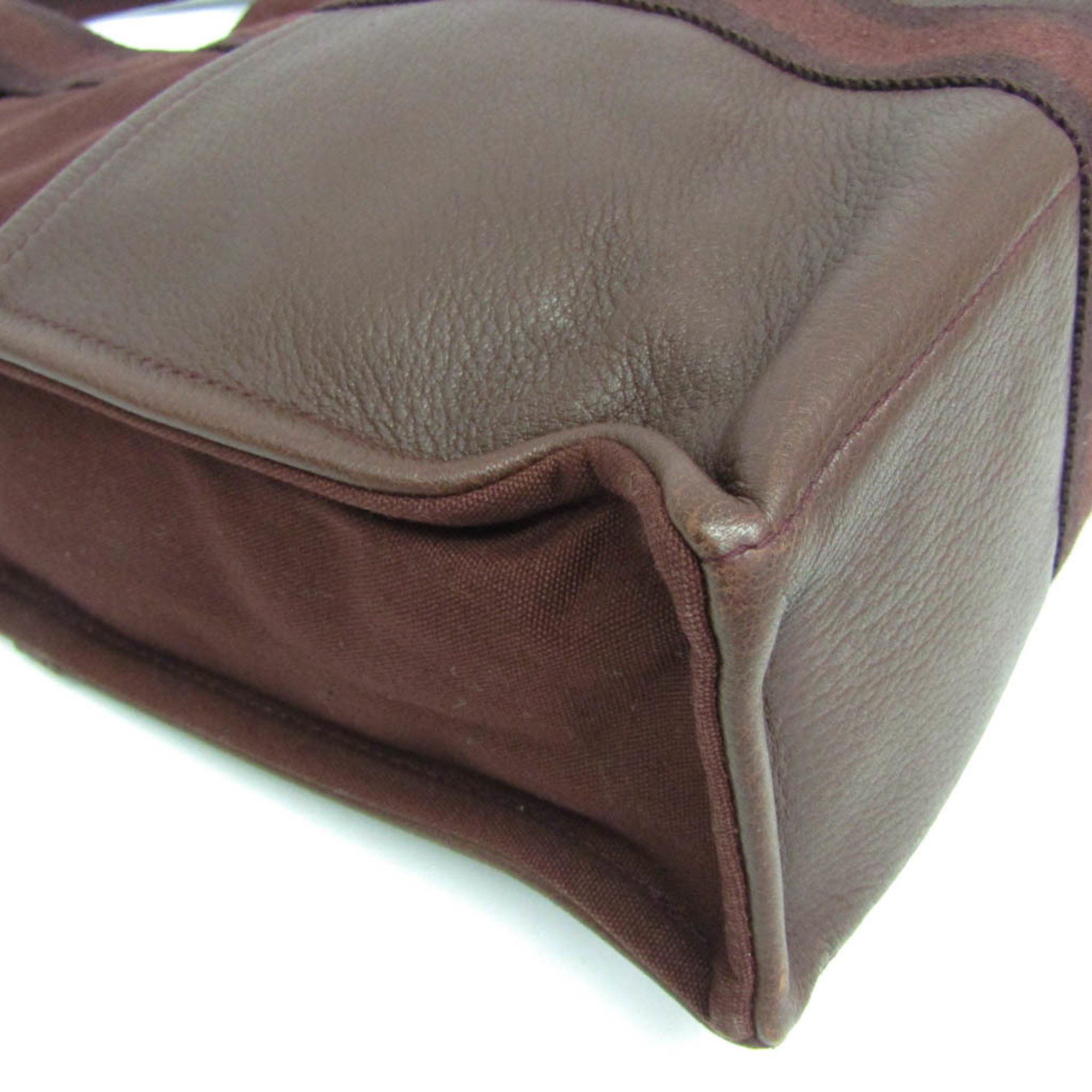 Hermes Hermes Fourre Tout MM Women,Men Cotton Canvas,Leather Tote Bag Bordeaux Size ONE SIZE - 4 Thumbnail