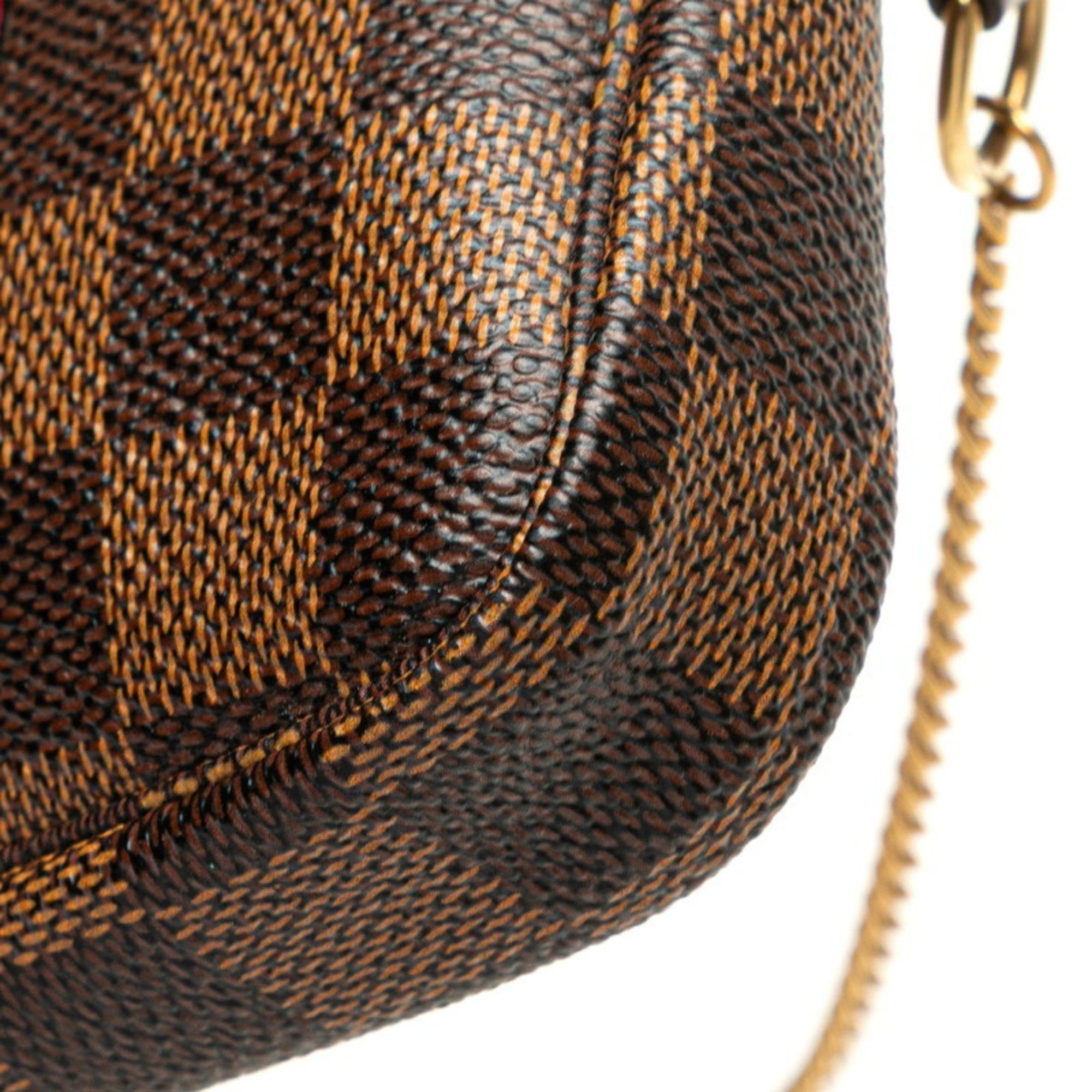 Louis Vuitton Louis Vuitton Damier Mini Pochette Accessoires T&B Pouch Handbag N58011 Brown and Red Leather Women's LOUIS VUITTON Size ONE SIZE - 5 Thumbnail