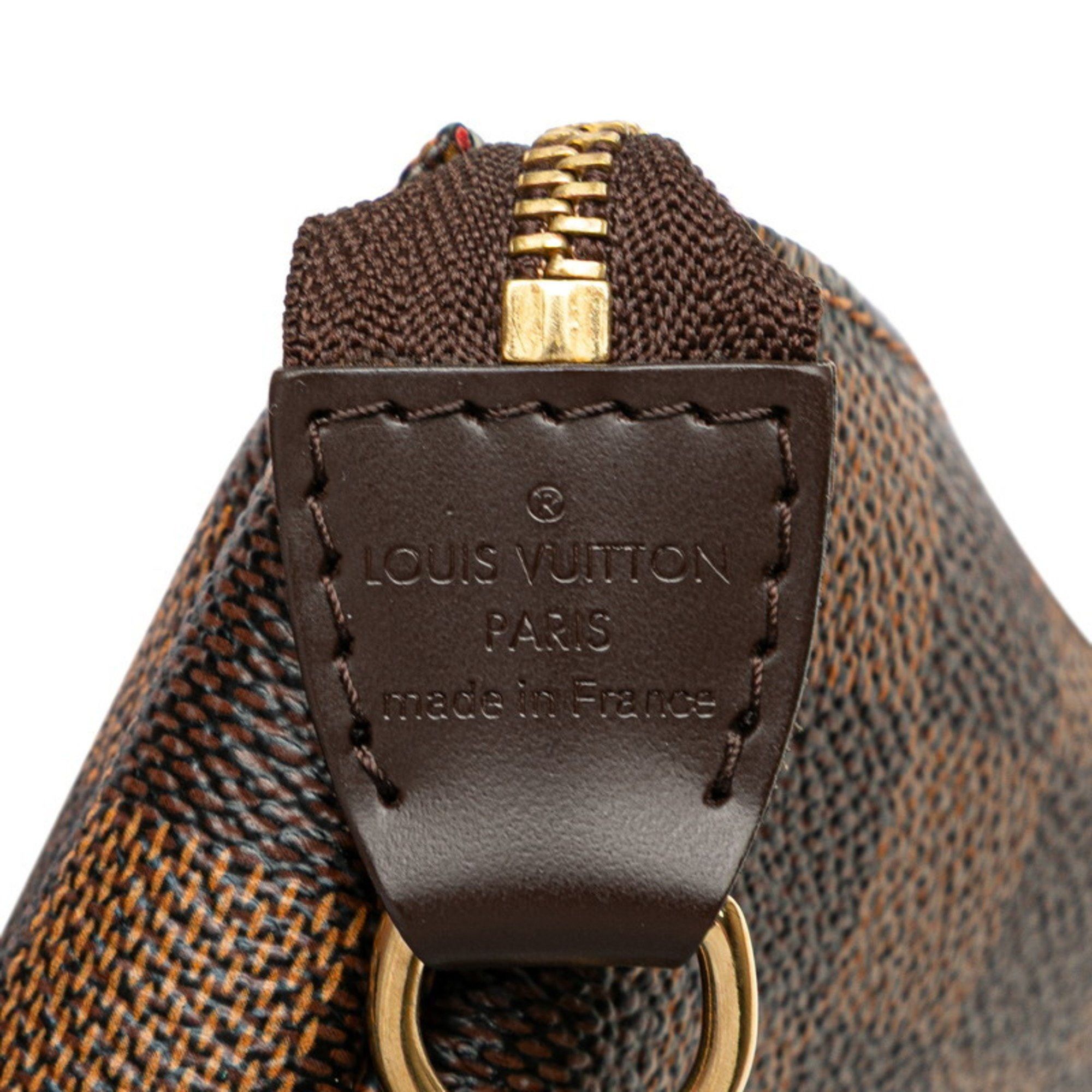 Louis Vuitton Louis Vuitton Damier Mini Pochette Accessoires T&B Pouch Handbag N58011 Brown and Red Leather Women's LOUIS VUITTON Size ONE SIZE - 8 Thumbnail