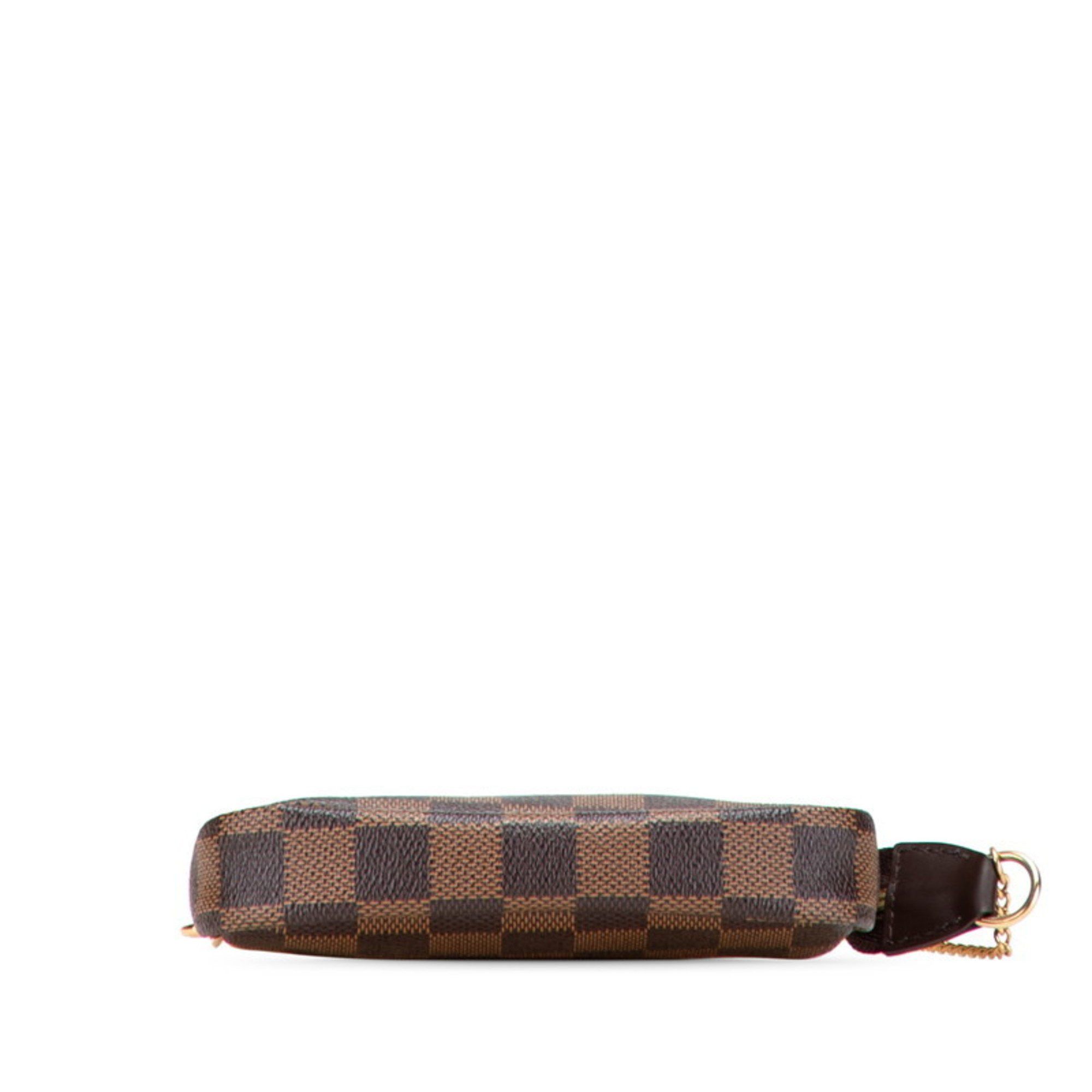 Louis Vuitton Louis Vuitton Damier Mini Pochette Accessoires T&B Pouch Handbag N58011 Brown and Red Leather Women's LOUIS VUITTON Size ONE SIZE - 3 Thumbnail