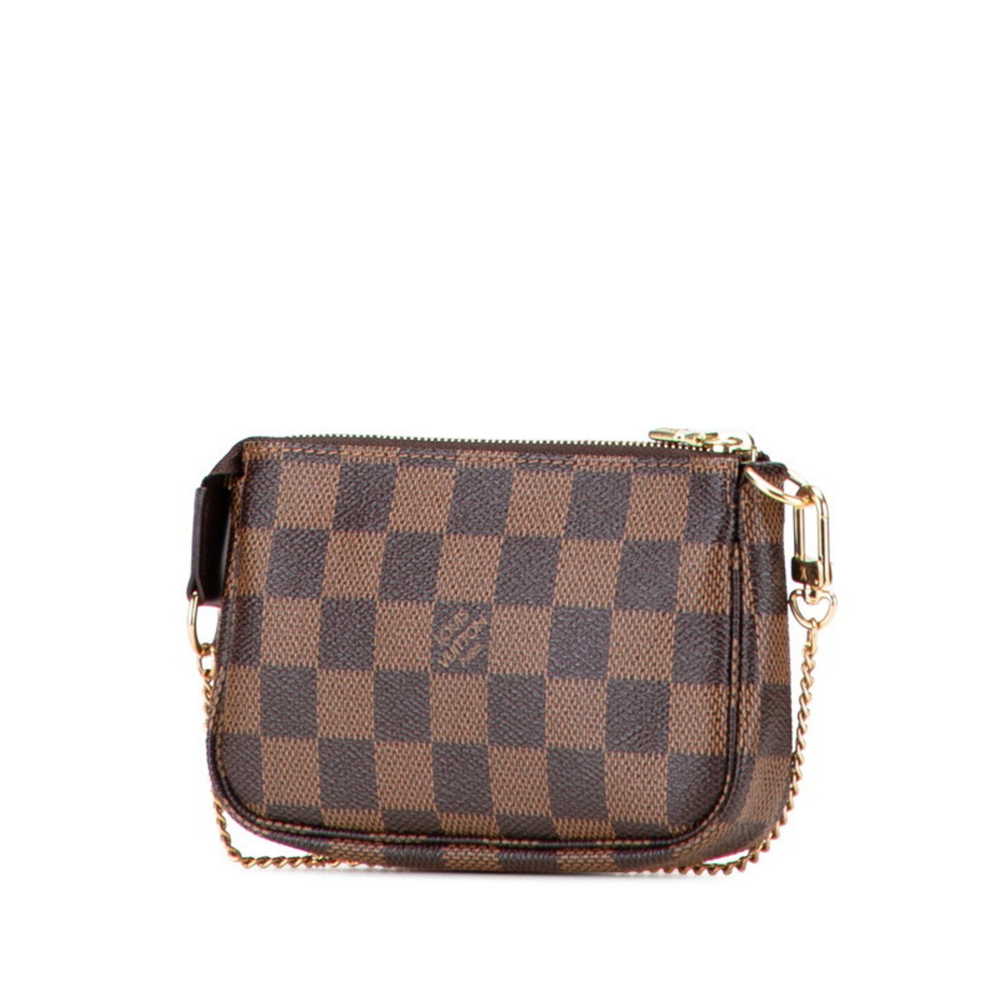 Louis Vuitton Louis Vuitton Damier Mini Pochette Accessoires T&B Pouch Handbag N58011 Brown and Red Leather Women's LOUIS VUITTON Size ONE SIZE - 2 Thumbnail