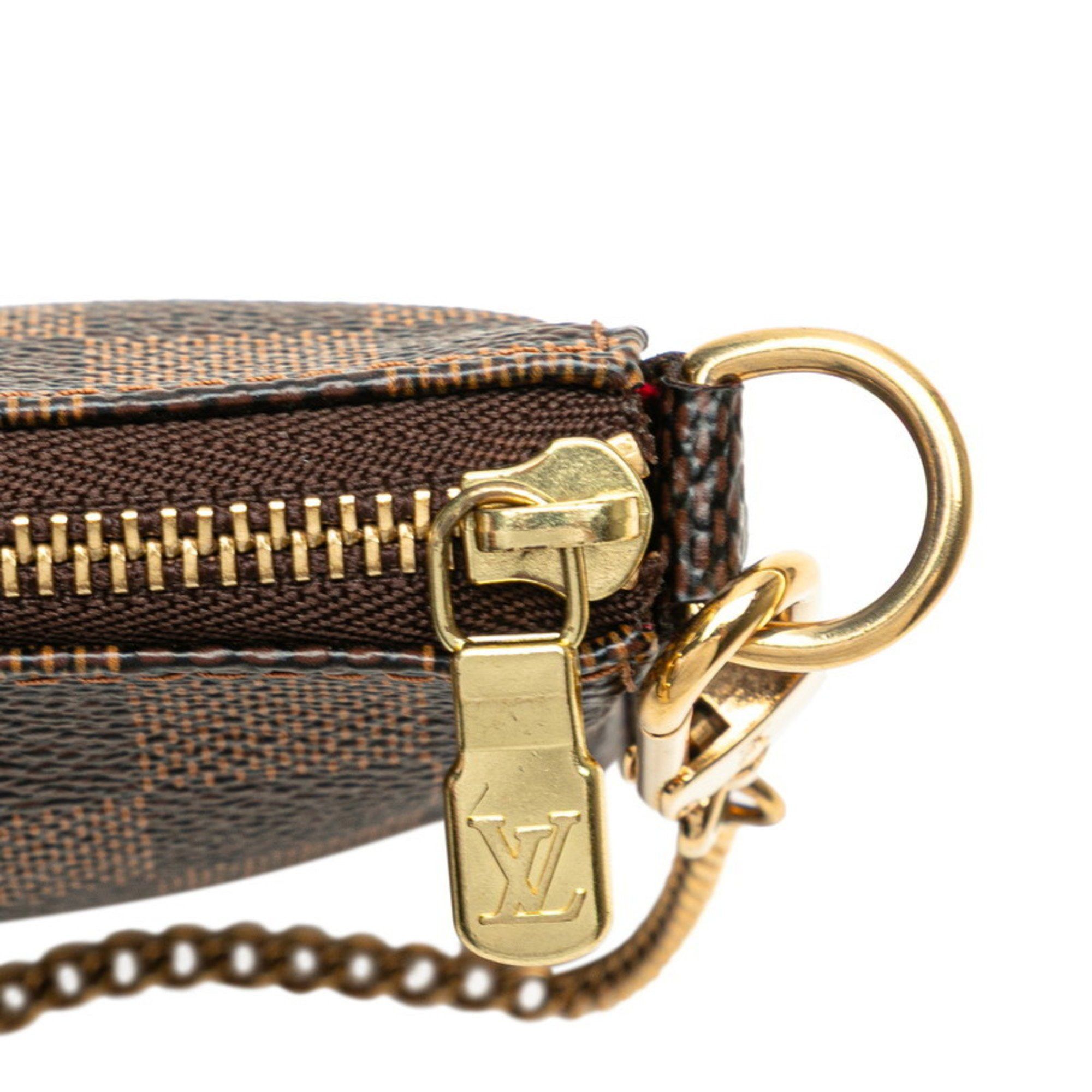 Louis Vuitton Louis Vuitton Damier Mini Pochette Accessoires T&B Pouch Handbag N58011 Brown and Red Leather Women's LOUIS VUITTON Size ONE SIZE - 6 Thumbnail