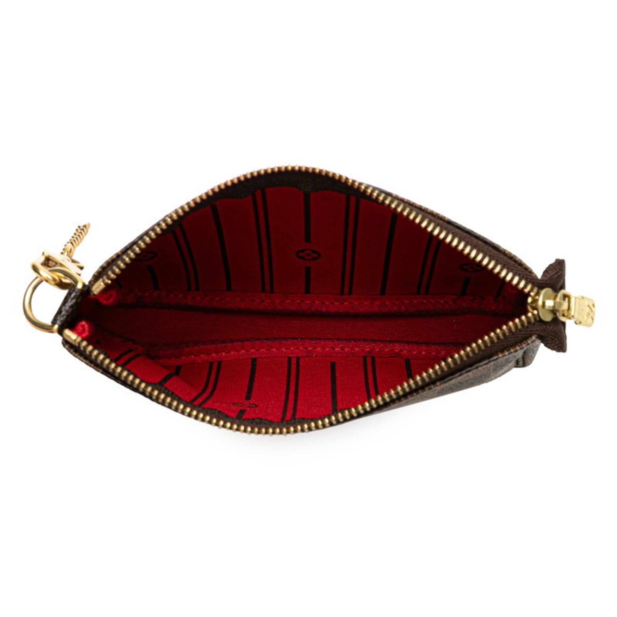 Louis Vuitton Louis Vuitton Damier Mini Pochette Accessoires T&B Pouch Handbag N58011 Brown and Red Leather Women's LOUIS VUITTON Size ONE SIZE - 7 Thumbnail