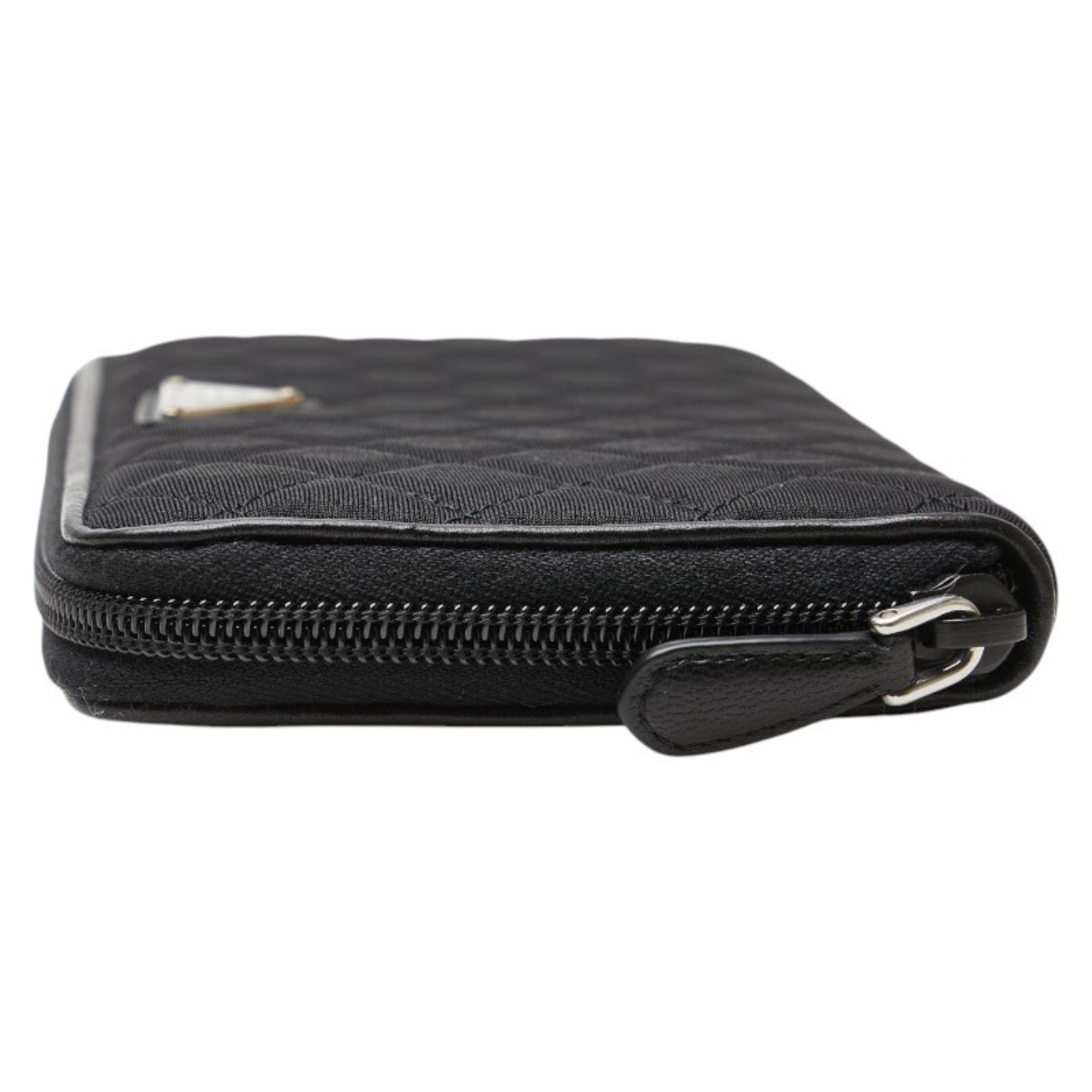 Prada Prada Triangle Logo Plate Long Wallet Black Nylon Leather Women's PRADA Size ONE SIZE - 4 Thumbnail