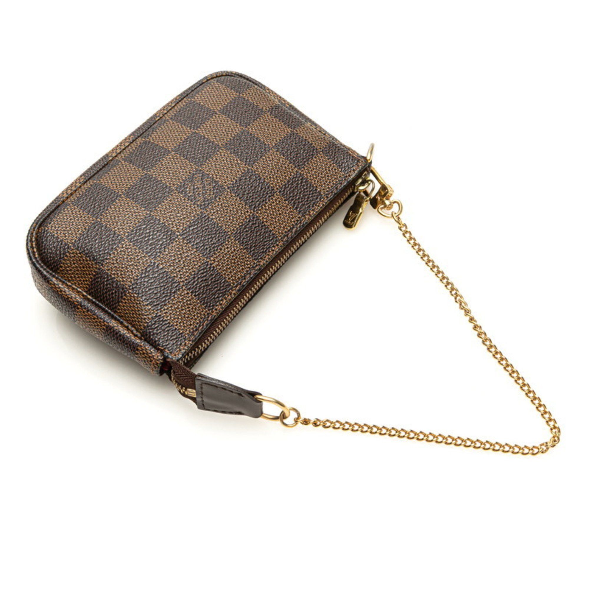 Louis Vuitton Louis Vuitton Damier Mini Pochette Accessory Pouch Handbag N58009 Brown Leather Women's LOUIS VUITTON Size ONE SIZE - 4 Thumbnail
