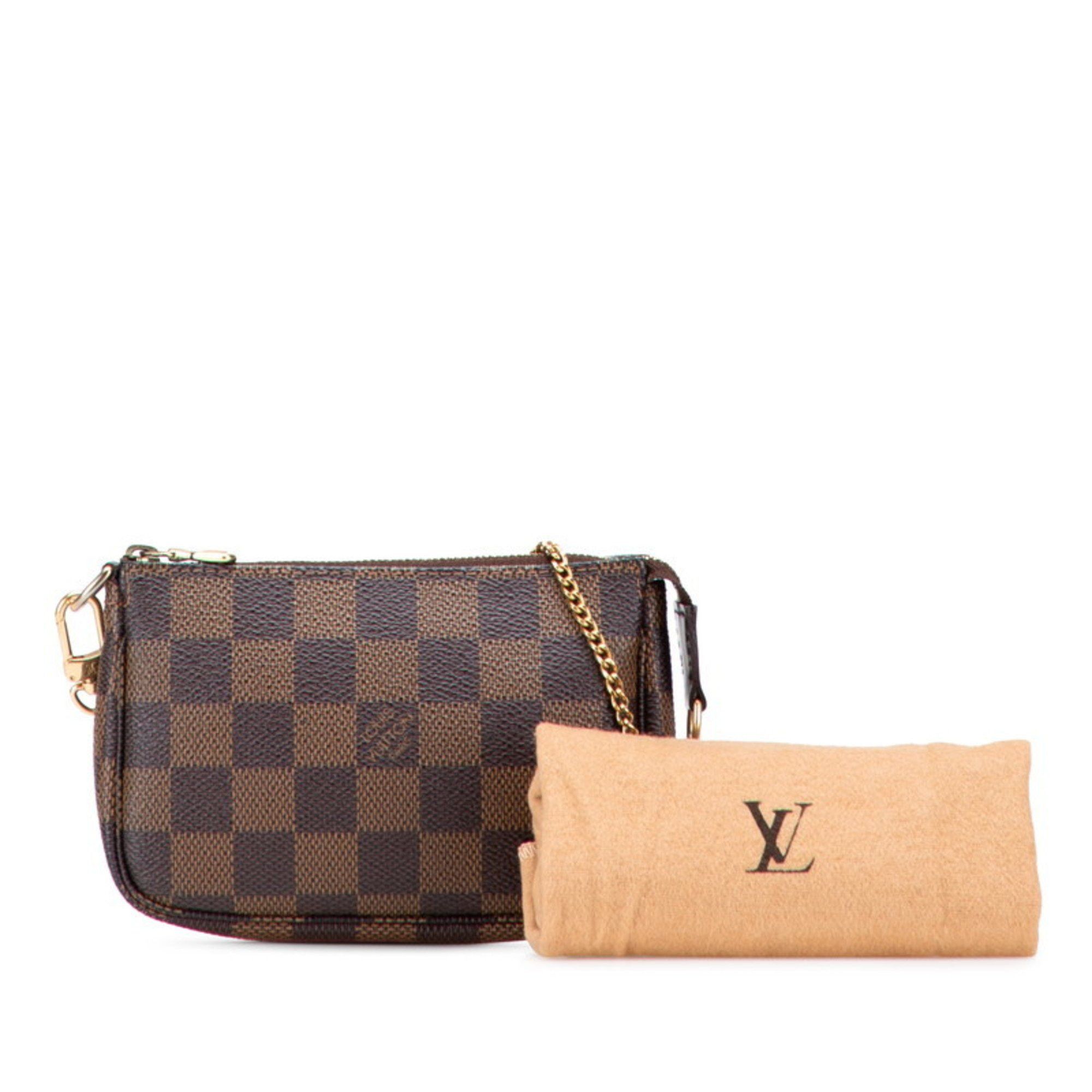 Louis Vuitton Louis Vuitton Damier Mini Pochette Accessory Pouch Handbag N58009 Brown Leather Women's LOUIS VUITTON Size ONE SIZE - 9 Thumbnail