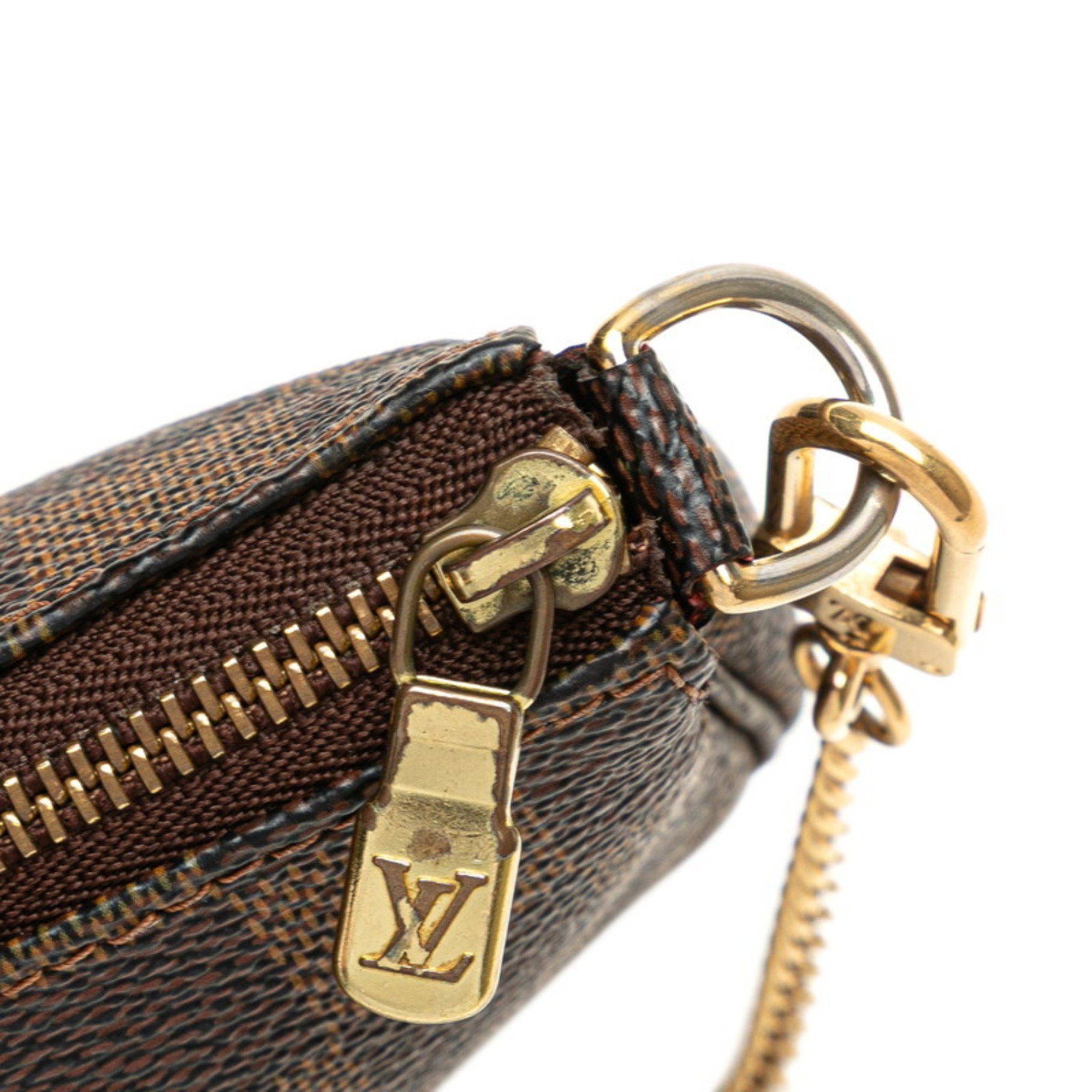 Louis Vuitton Louis Vuitton Damier Mini Pochette Accessory Pouch Handbag N58009 Brown Leather Women's LOUIS VUITTON Size ONE SIZE - 5 Thumbnail