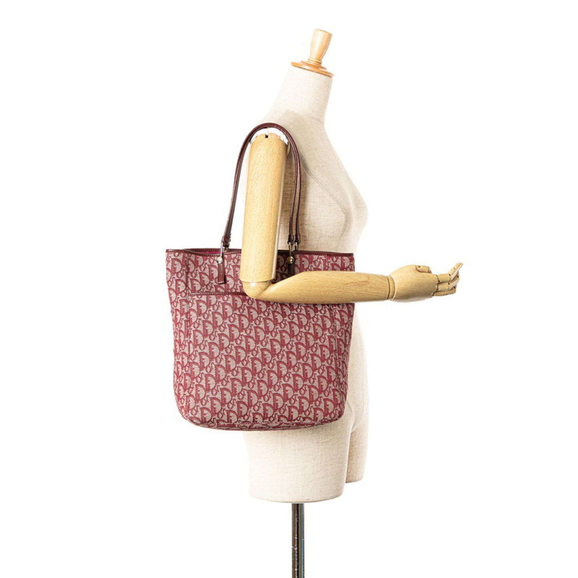 Dior Christian Dior Dior Trotter Tote Bag Shoulder Bordeaux Wine Red Canvas Leather Women's Size ONE SIZE - 9 Thumbnail