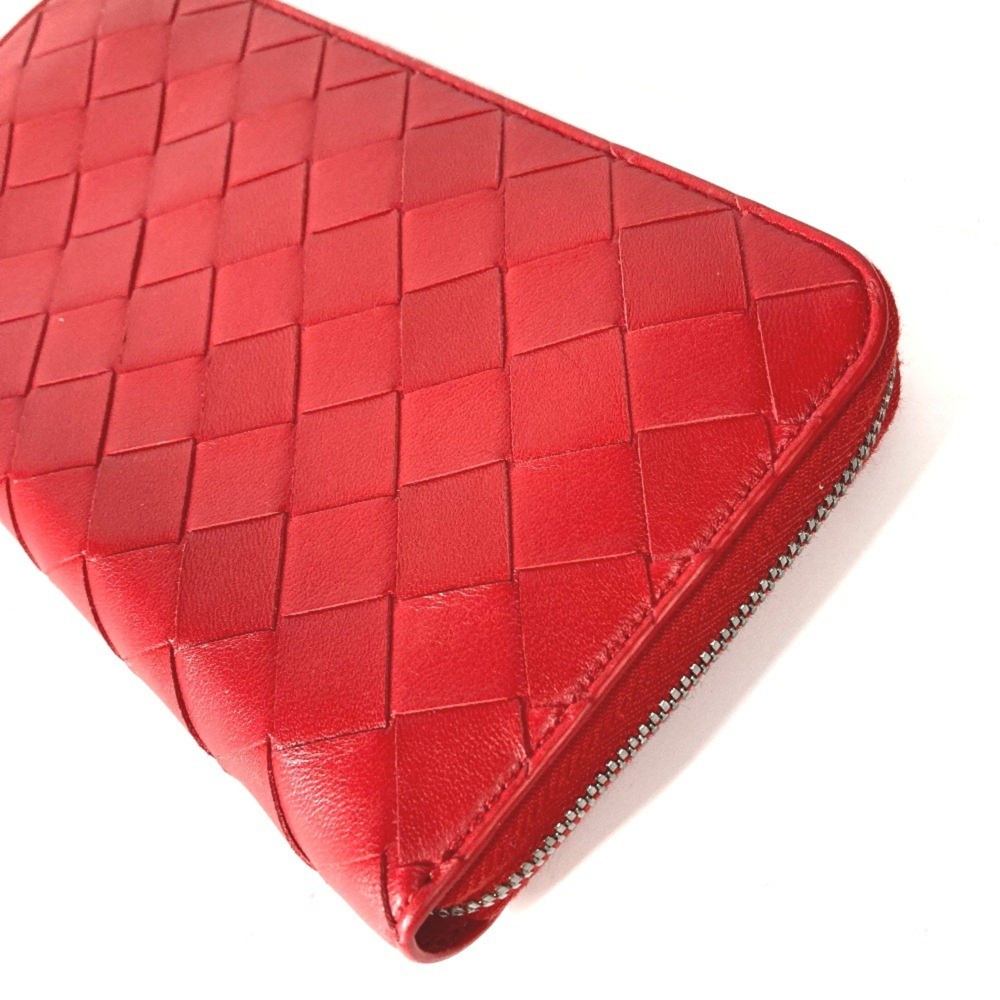 Bottega Veneta BOTTEGA VENETA 593217 Intrecciato Leather Round Zip Long Wallet for Women, Red Size ONE SIZE - 3 Thumbnail