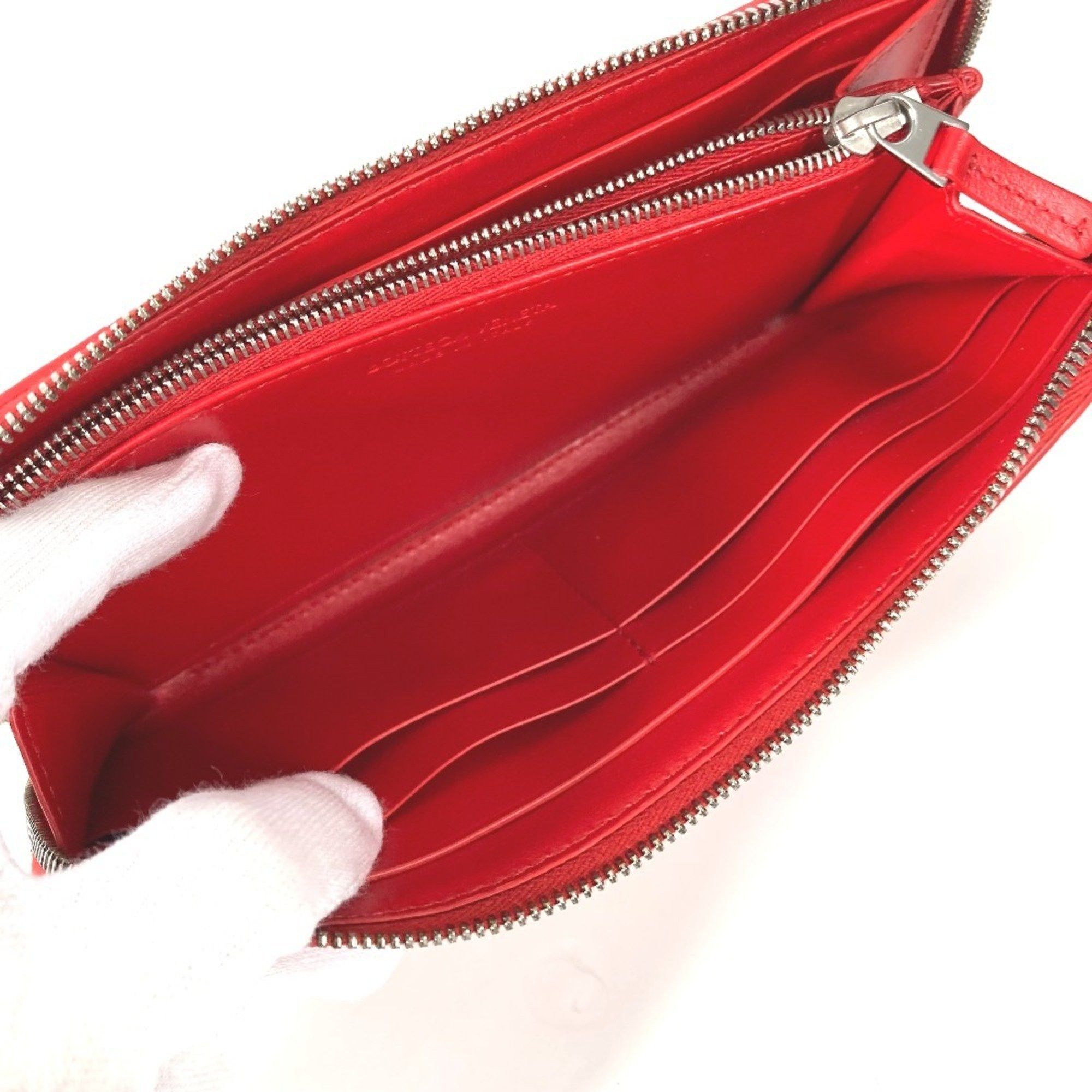 Bottega Veneta BOTTEGA VENETA 593217 Intrecciato Leather Round Zip Long Wallet for Women, Red Size ONE SIZE - 11 Thumbnail