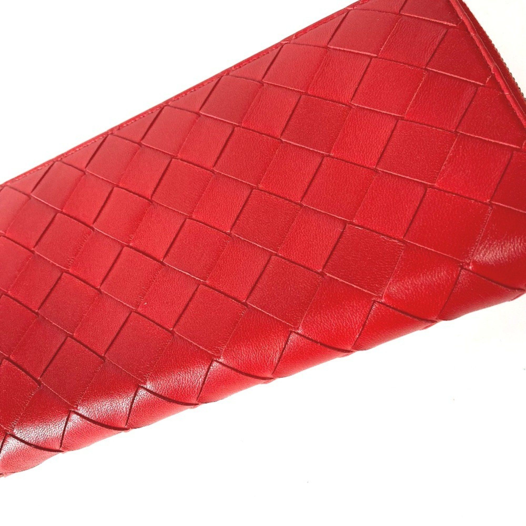 Bottega Veneta BOTTEGA VENETA 593217 Intrecciato Leather Round Zip Long Wallet for Women, Red Size ONE SIZE - 2 Thumbnail