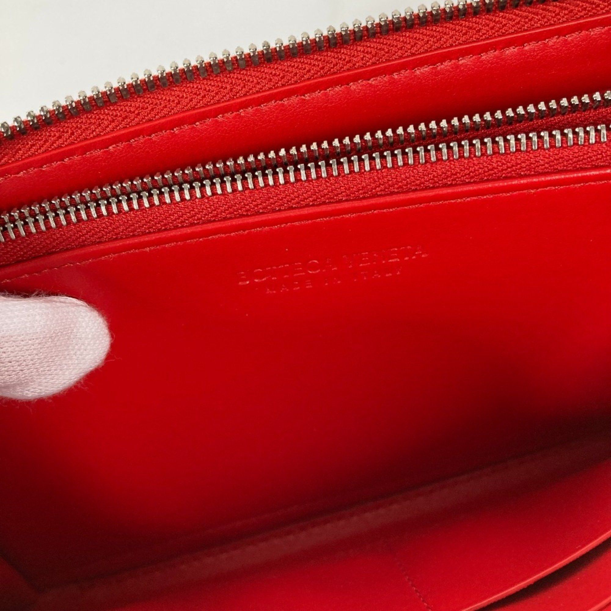 Bottega Veneta BOTTEGA VENETA 593217 Intrecciato Leather Round Zip Long Wallet for Women, Red Size ONE SIZE - 12 Thumbnail