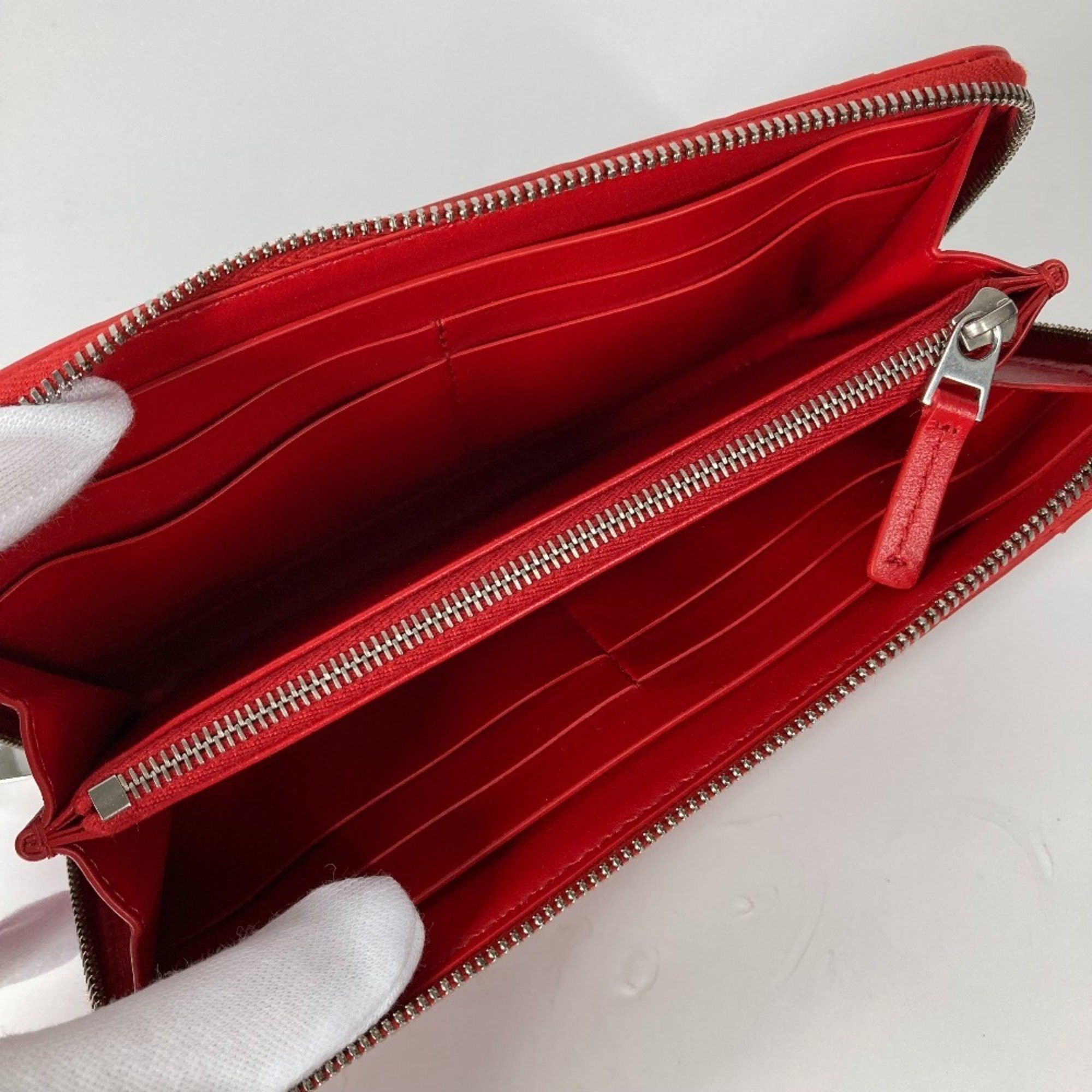 Bottega Veneta BOTTEGA VENETA 593217 Intrecciato Leather Round Zip Long Wallet for Women, Red Size ONE SIZE - 9 Thumbnail