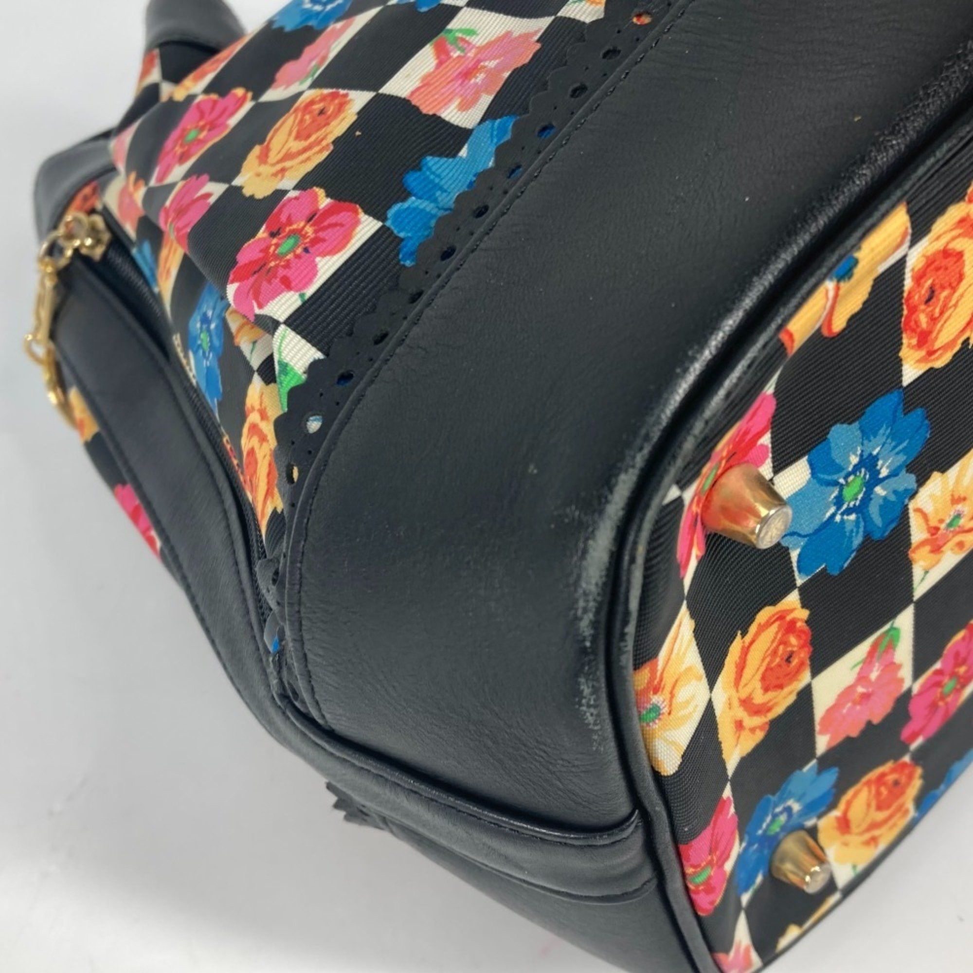 Versace Floral Chain Bucket Drawstring Shoulder Bag in PVC and Leather, Multicolor