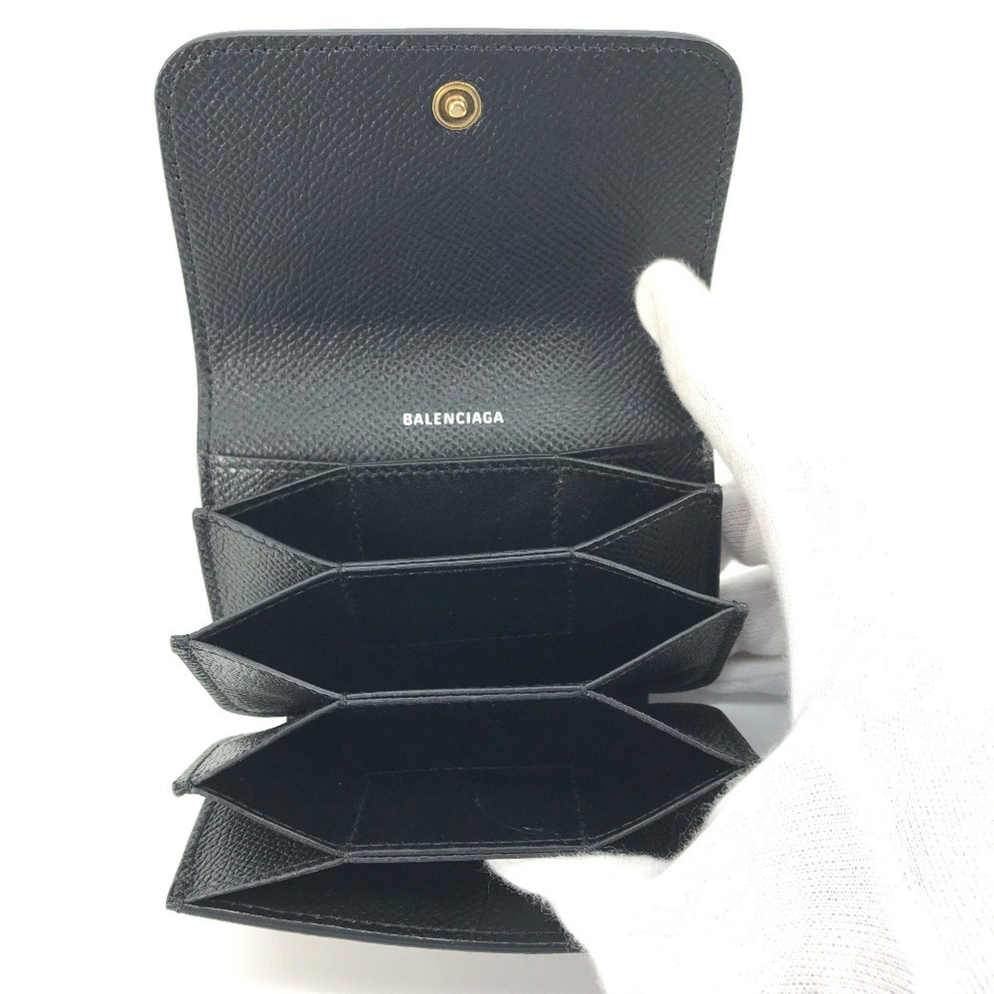 Balenciaga BALENCIAGA 594225 Wallet Logo Business Card Holder Pass Case Leather Women's Black Size ONE SIZE - 6 Thumbnail