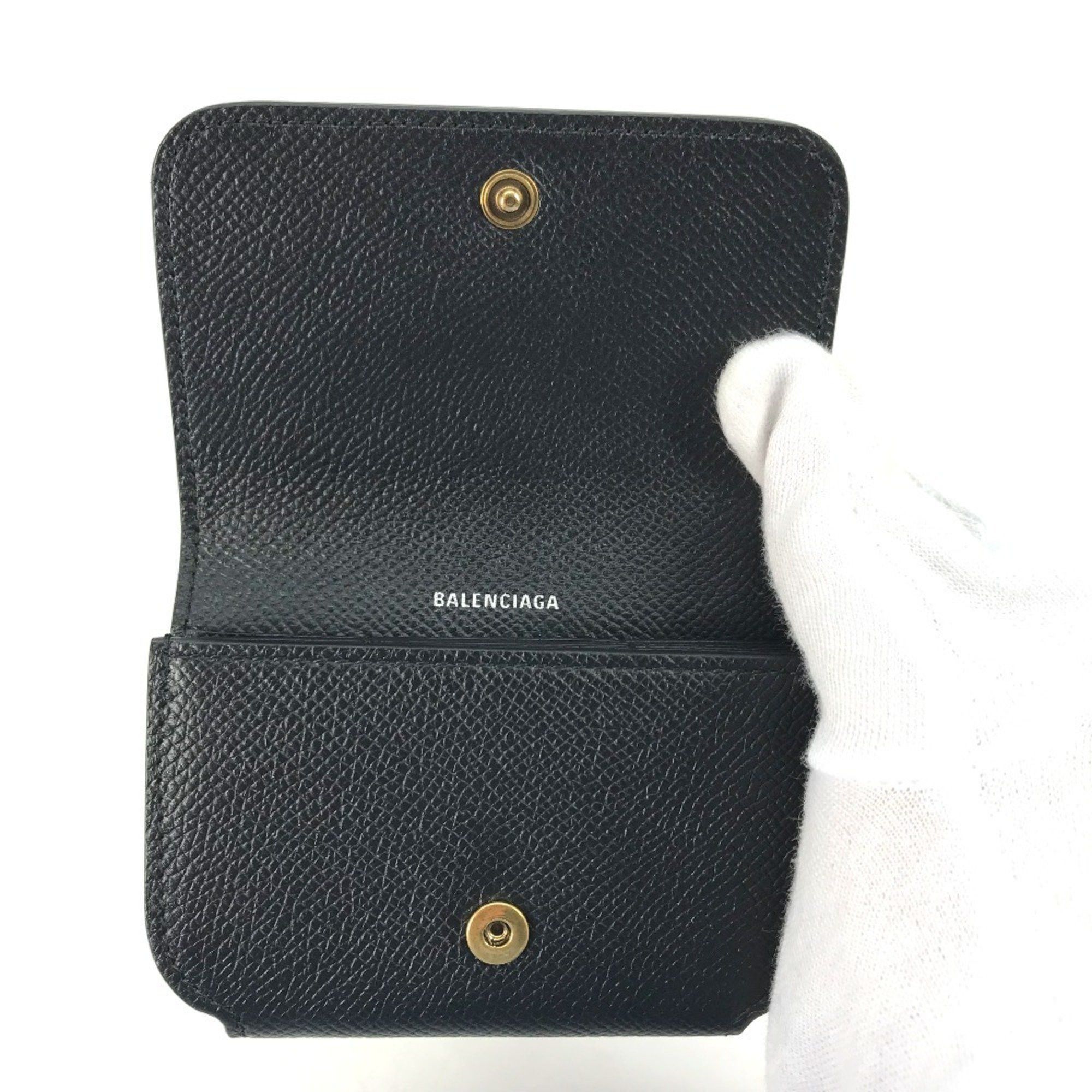 Balenciaga BALENCIAGA 594225 Wallet Logo Business Card Holder Pass Case Leather Women's Black Size ONE SIZE - 5 Thumbnail