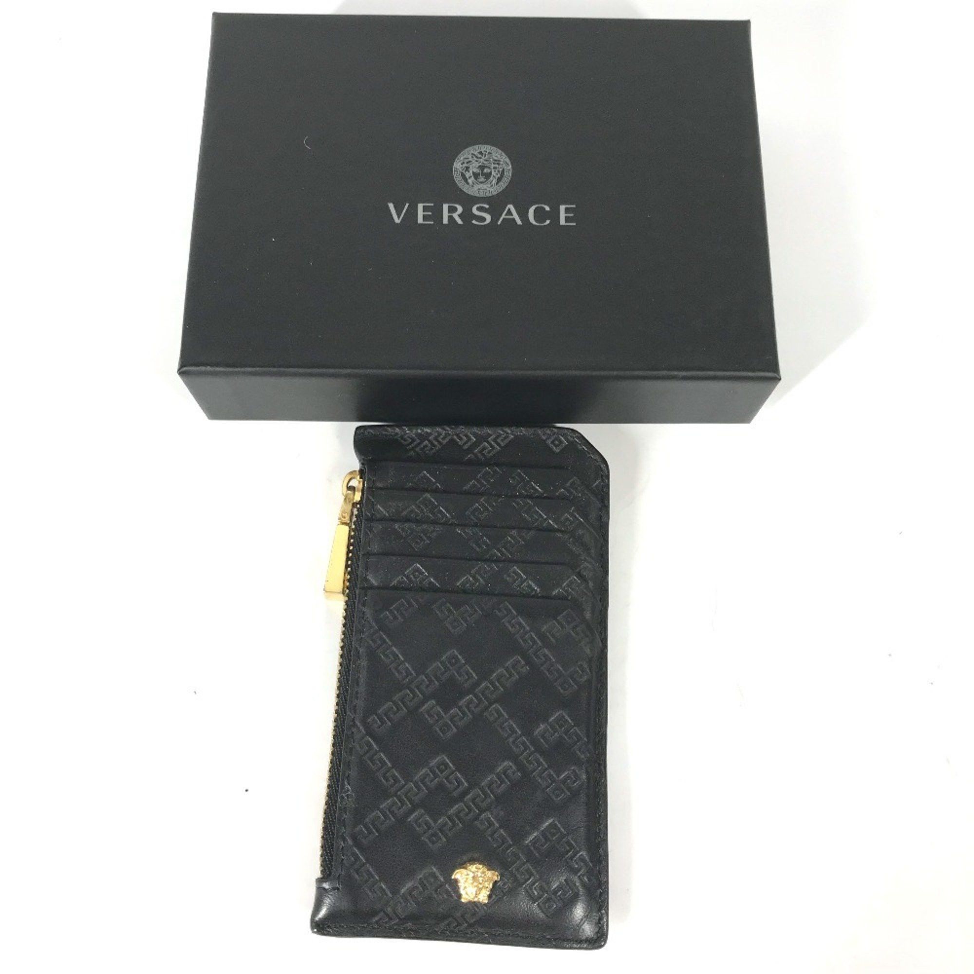 Versace VERSACE Medusa Fragment Case Leather Coin Purse for Men, Black Size ONE SIZE - 2 Thumbnail