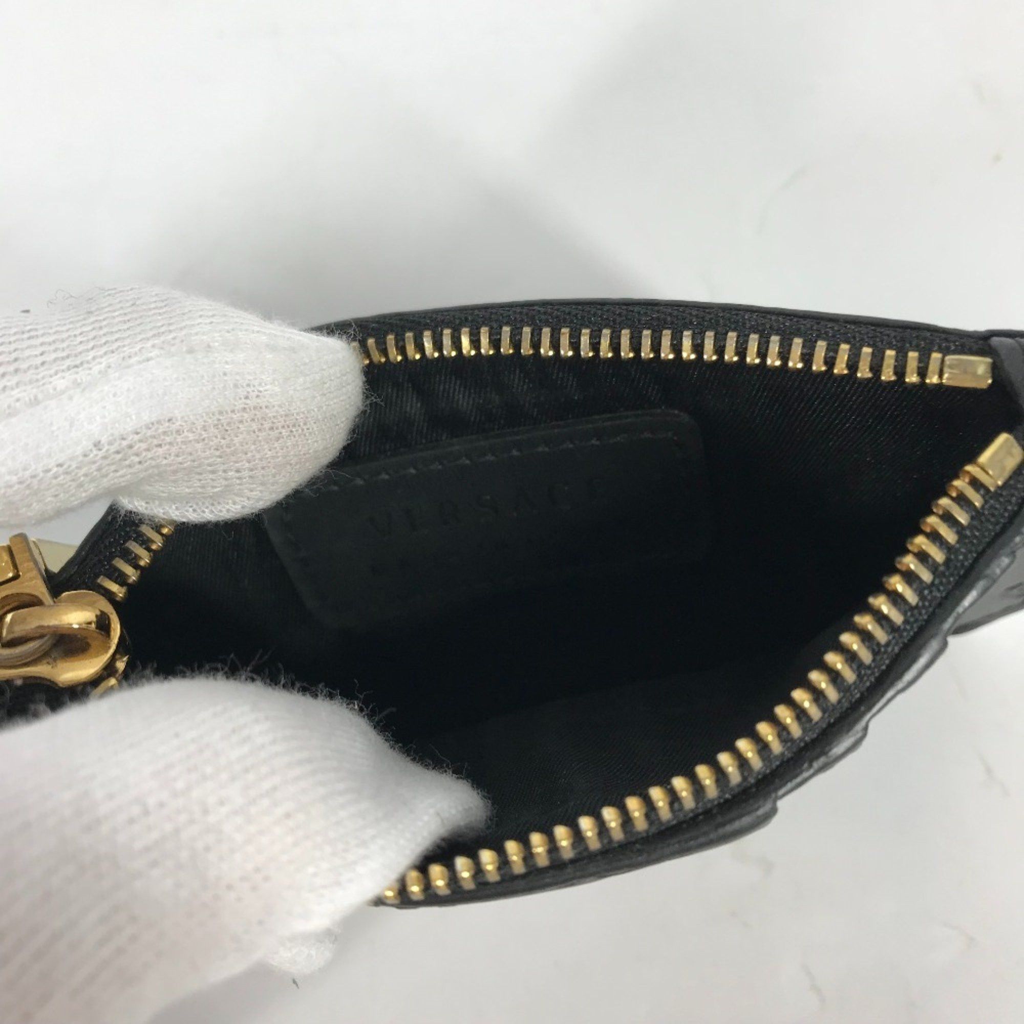 Versace VERSACE Medusa Fragment Case Leather Coin Purse for Men, Black Size ONE SIZE - 9 Thumbnail