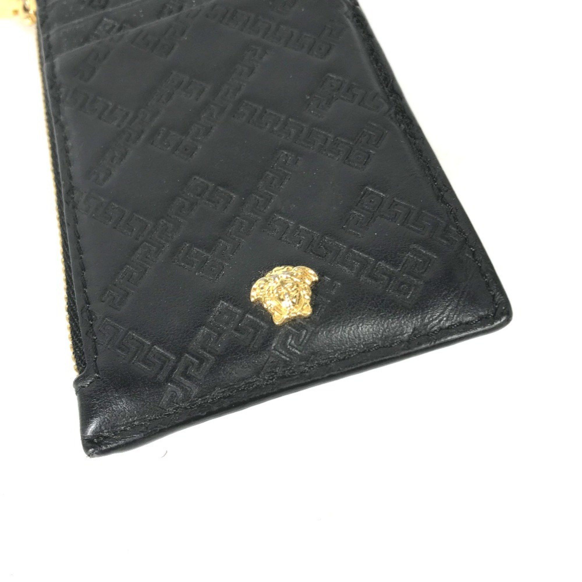 Versace VERSACE Medusa Fragment Case Leather Coin Purse for Men, Black Size ONE SIZE - 4 Thumbnail