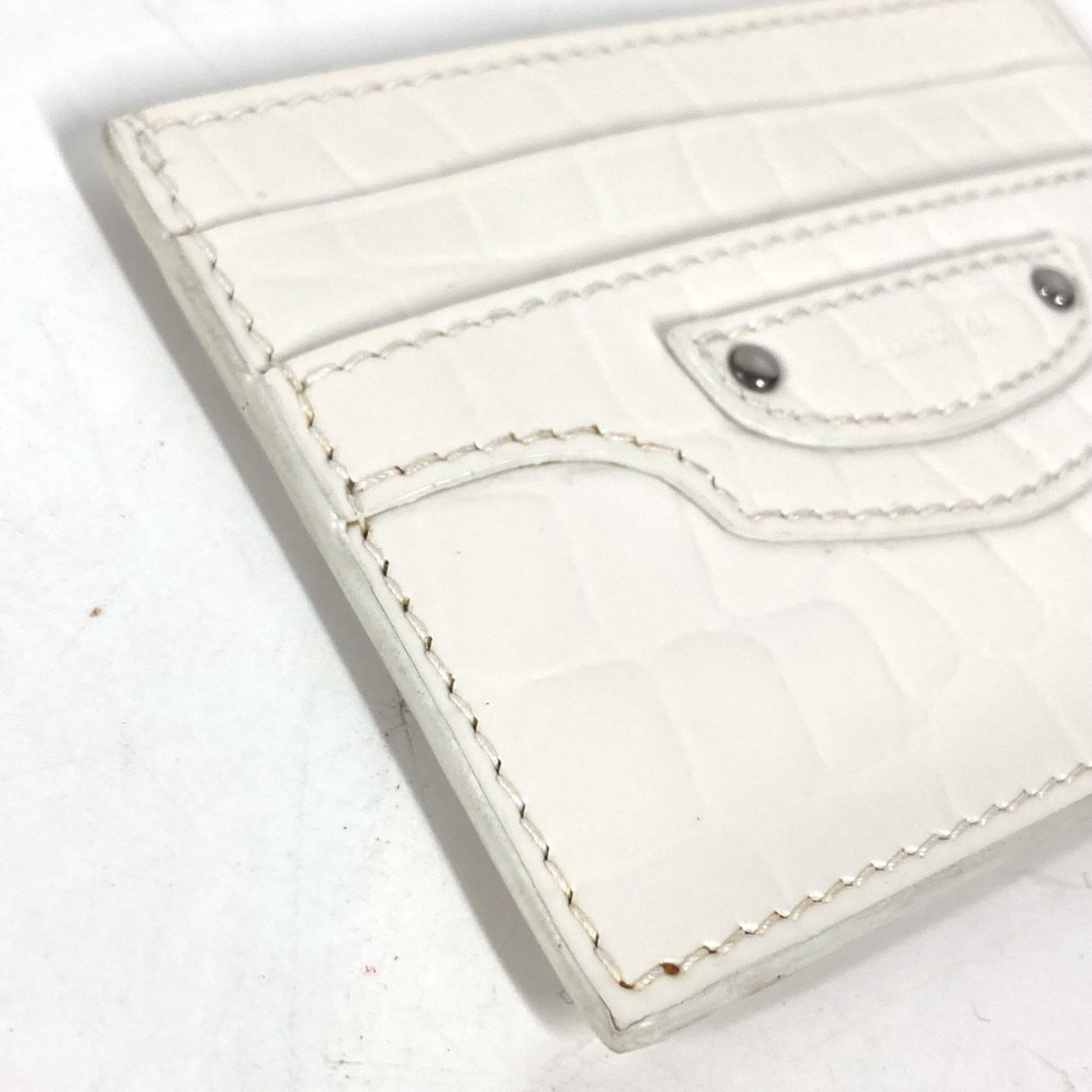 Balenciaga BALENCIAGA 640109 Logo Business Card Case, Pass Crocodile Embossed Leather, Men's, White Size ONE SIZE - 5 Thumbnail