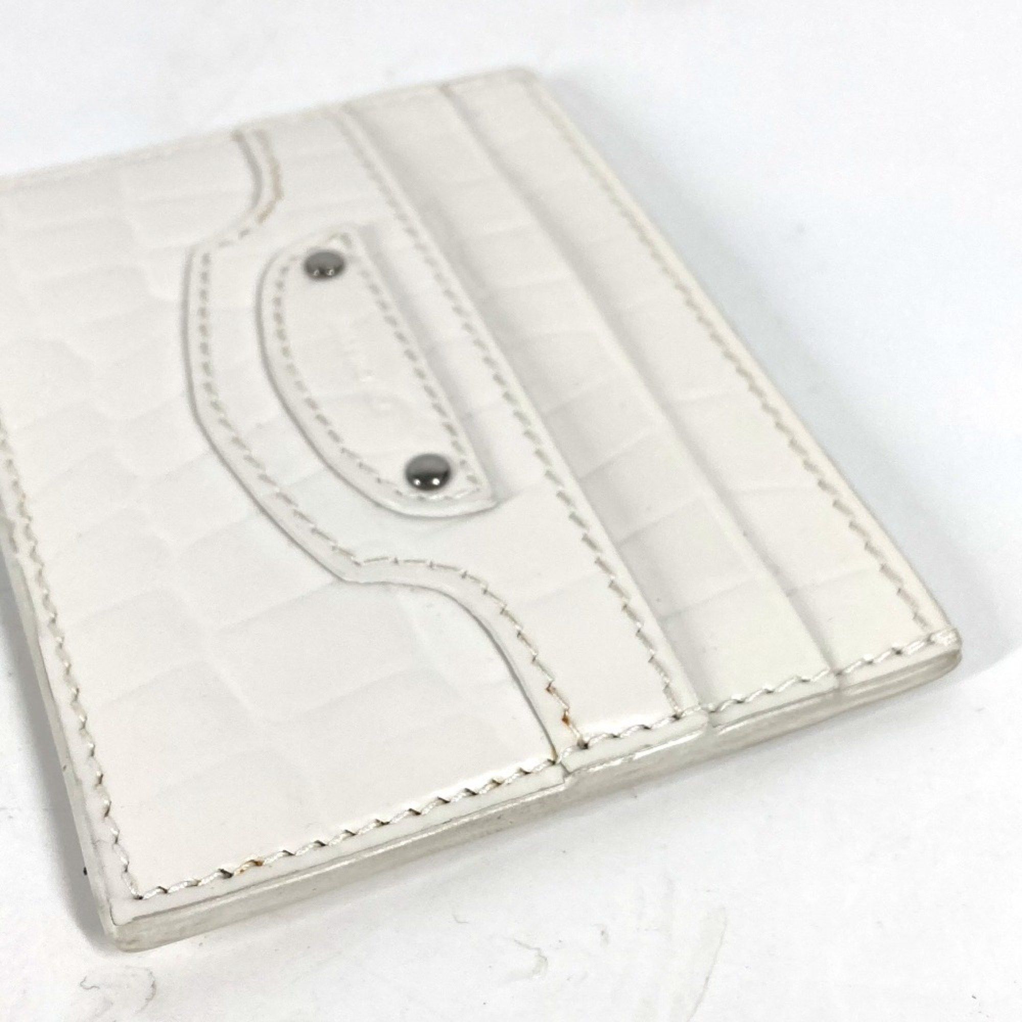 Balenciaga BALENCIAGA 640109 Logo Business Card Case, Pass Crocodile Embossed Leather, Men's, White Size ONE SIZE - 3 Thumbnail
