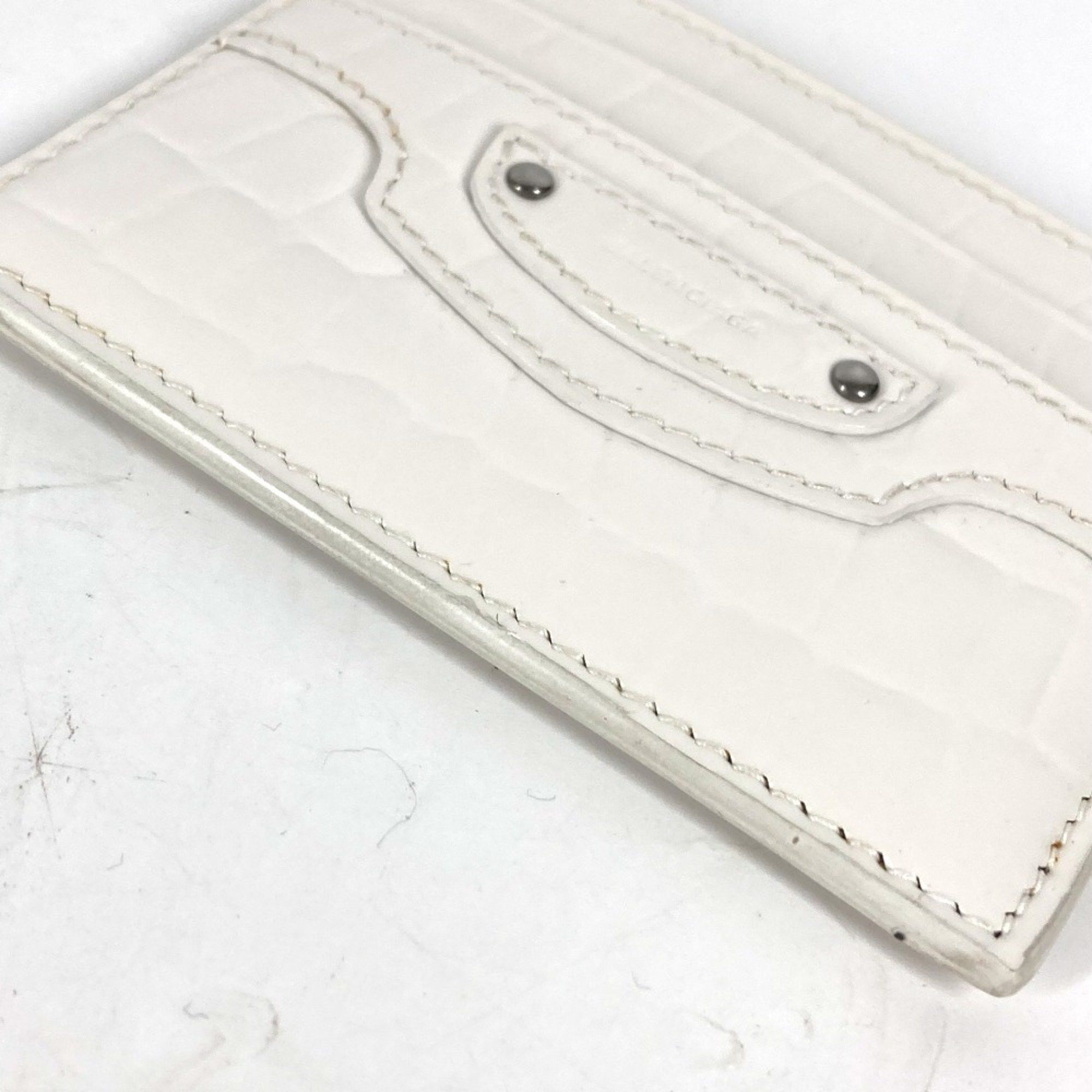 Balenciaga BALENCIAGA 640109 Logo Business Card Case, Pass Crocodile Embossed Leather, Men's, White Size ONE SIZE - 4 Thumbnail