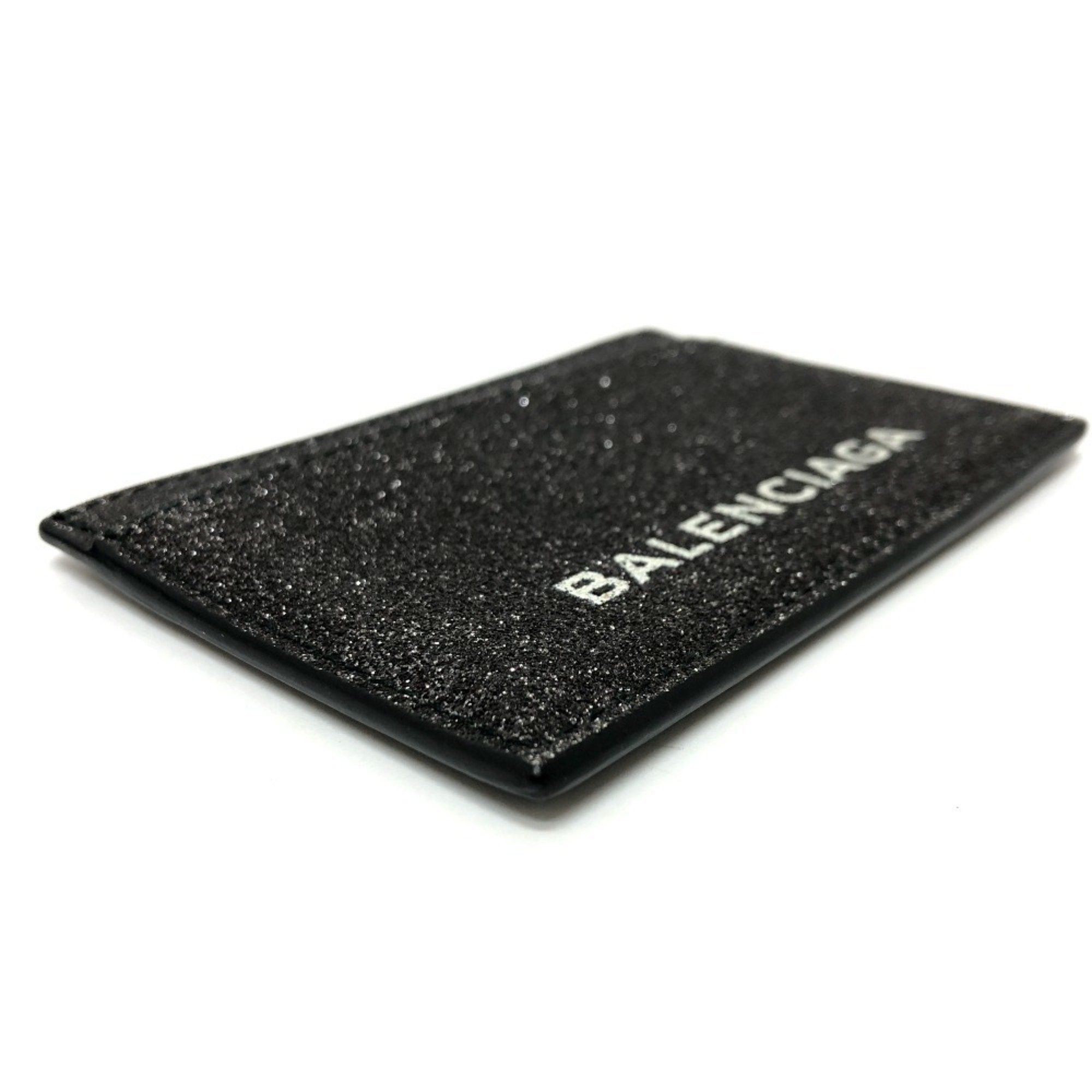 Balenciaga BALENCIAGA 392126 Logo Glitter Pass Case/Card Holder/Business Card Case Leather Women's Gray Like New Size ONE SIZE - 4 Thumbnail