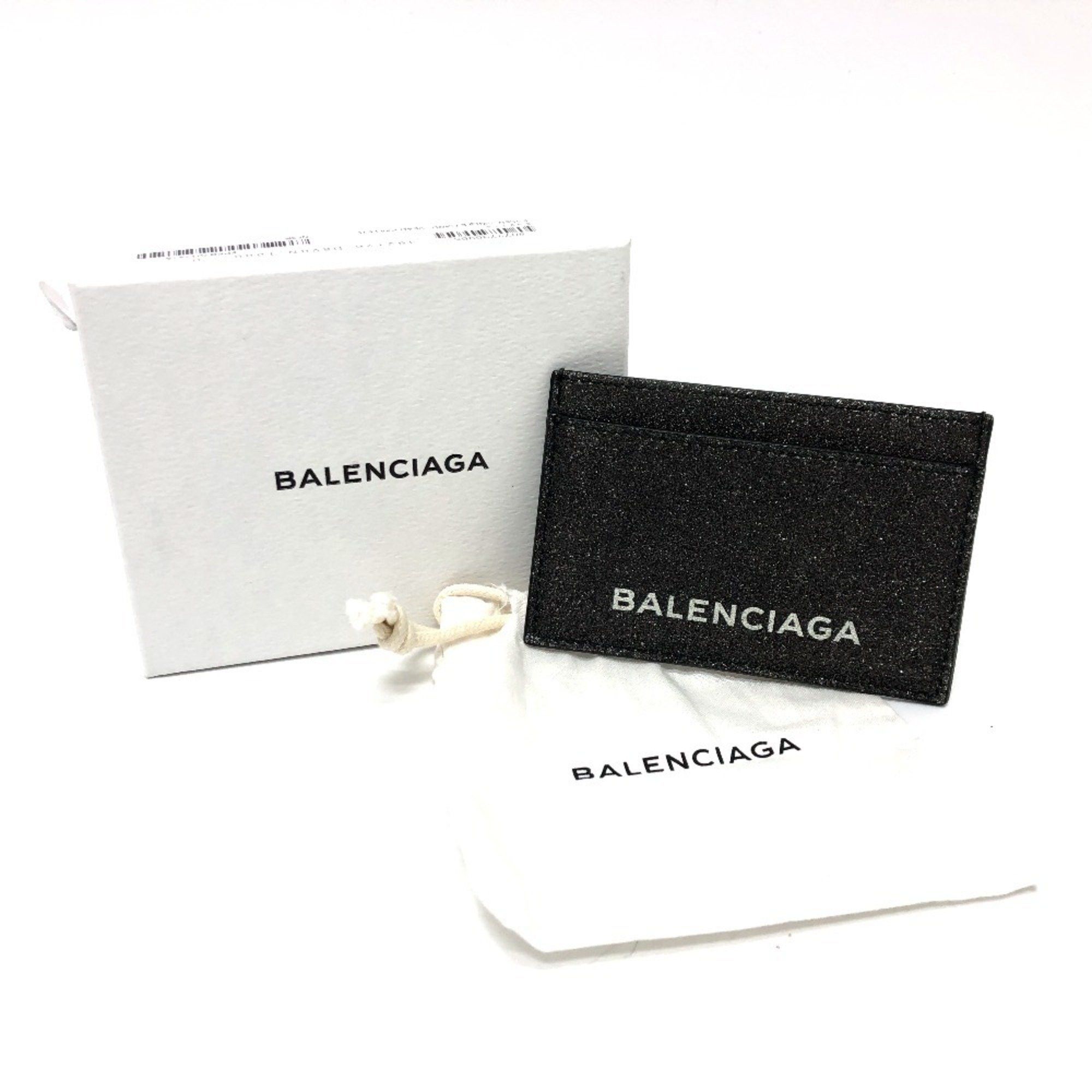 Balenciaga BALENCIAGA 392126 Logo Glitter Pass Case/Card Holder/Business Card Case Leather Women's Gray Like New Size ONE SIZE - 10 Thumbnail
