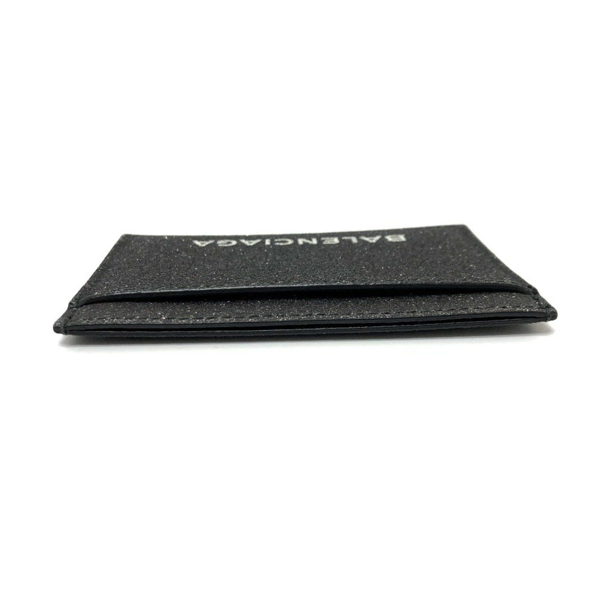 Balenciaga BALENCIAGA 392126 Logo Glitter Pass Case/Card Holder/Business Card Case Leather Women's Gray Like New Size ONE SIZE - 5 Thumbnail
