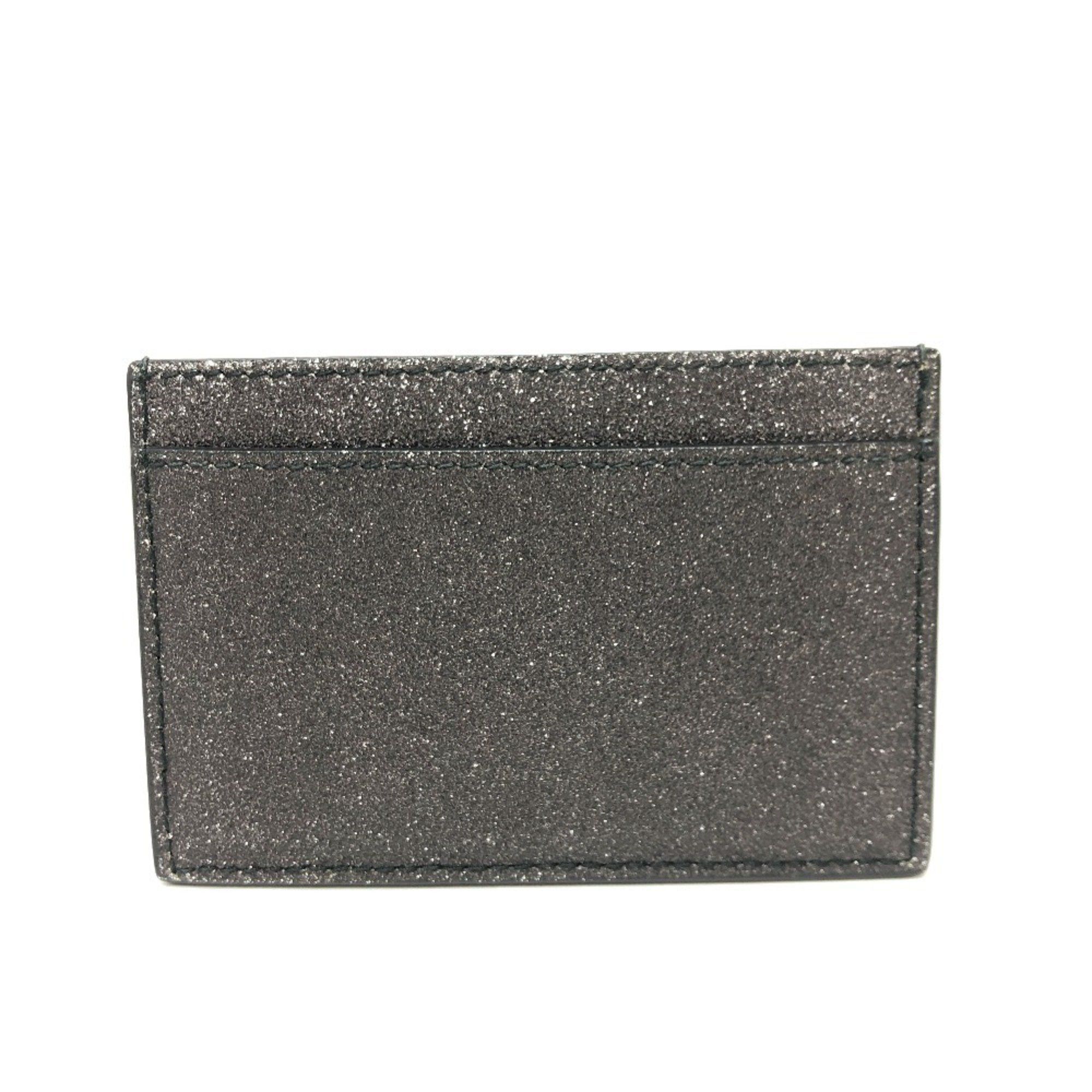 Balenciaga BALENCIAGA 392126 Logo Glitter Pass Case/Card Holder/Business Card Case Leather Women's Gray Like New Size ONE SIZE - 2 Thumbnail