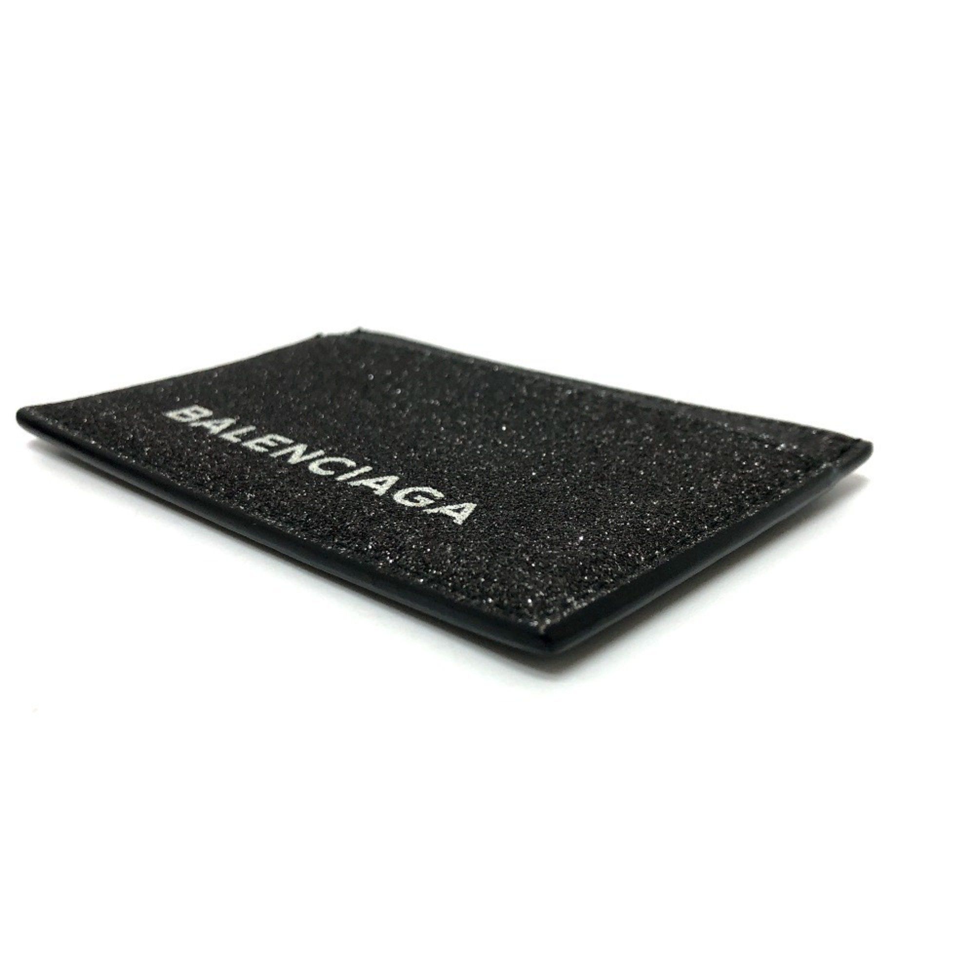 Balenciaga BALENCIAGA 392126 Logo Glitter Pass Case/Card Holder/Business Card Case Leather Women's Gray Like New Size ONE SIZE - 3 Thumbnail