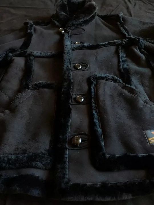 Neighborhood Neighborhood Pure Black Leather Shearling Coat - dmc Size US S / EU 44-46 / 1 - 2 Thumbnail