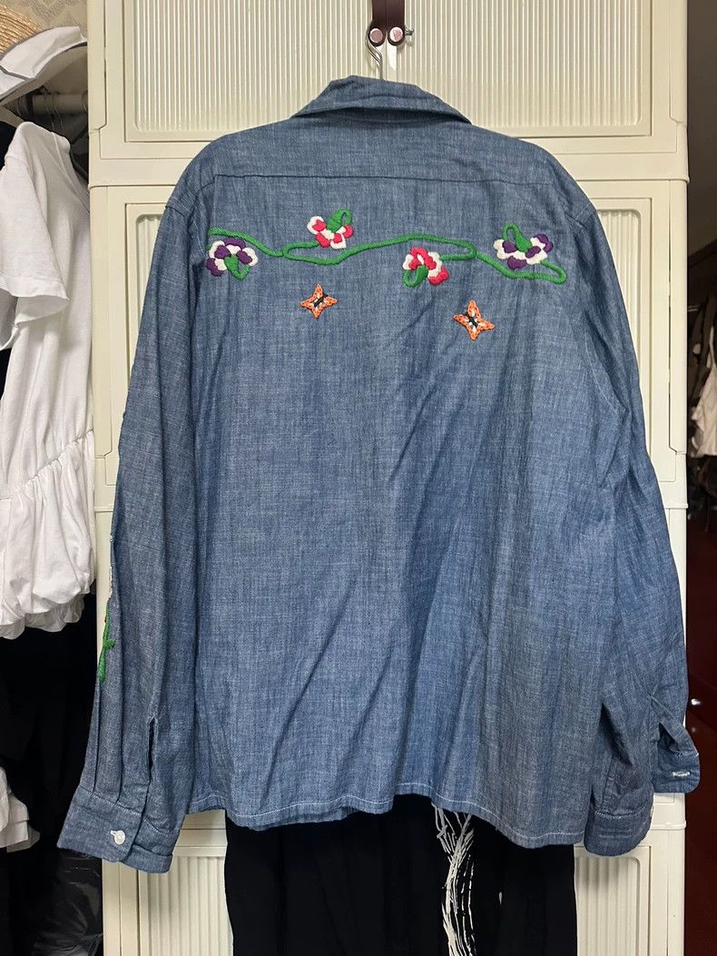 Needles Needles Butterfly Embroidered Denim Shirt - dmc Size US L / EU 52-54 / 3 - 3 Thumbnail
