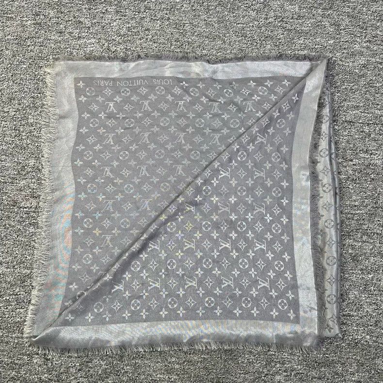 Louis Vuitton Louis Vuitton Silver Grey Silk Scarf - dmc Size ONE SIZE - 2 Thumbnail