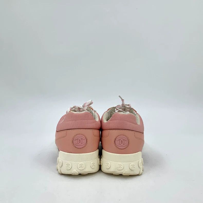 Chanel Chanel Pink Logo Lace-Up Sneakers - dmc Size US 6.5 / EU 39-40 - 4 Thumbnail